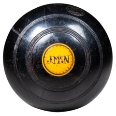 19th c. Monogrammed Bone Inlaid English Lawn Ball c.1895