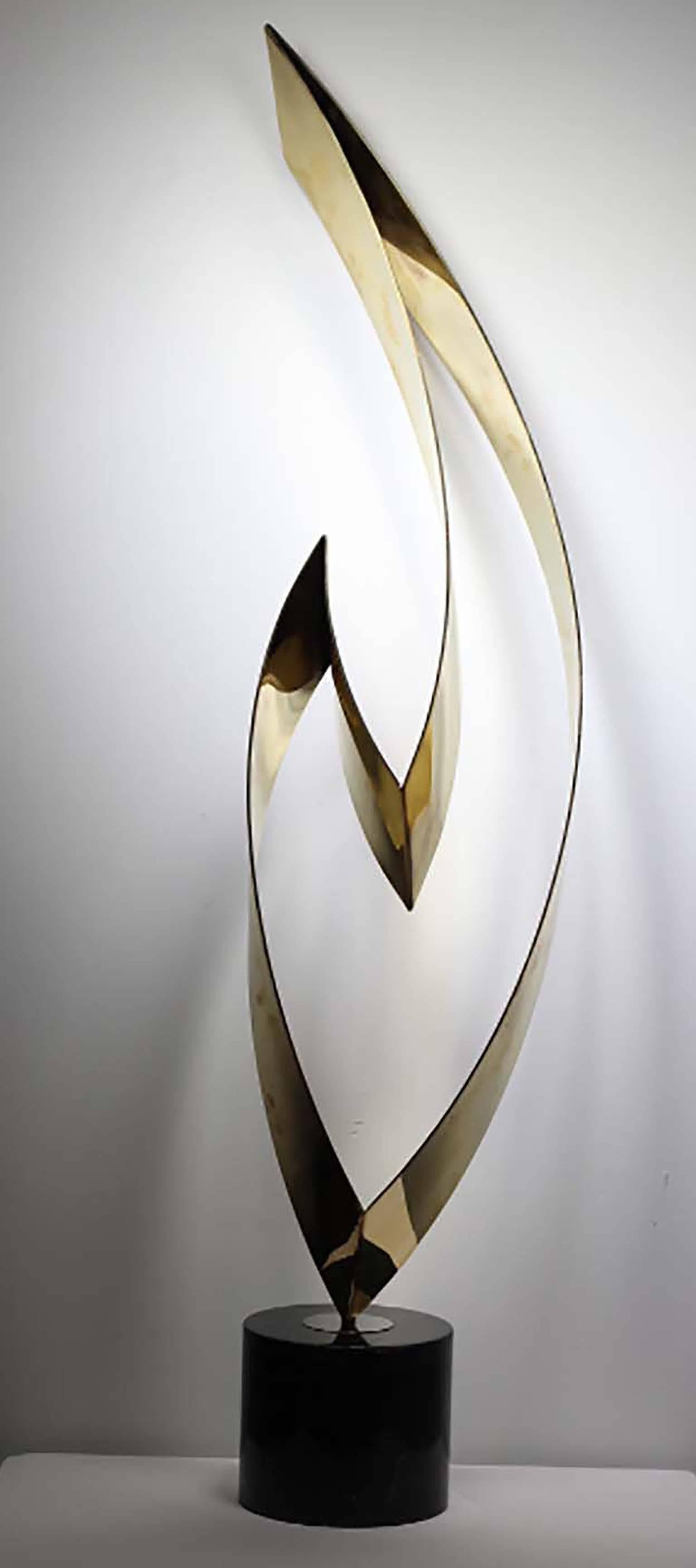 American Monumental Curtis Jere Brass and Marble Sculpture