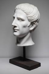 Early-Mid 20th c. Hand Carved Italian Marble Bust on Cast Iron Base