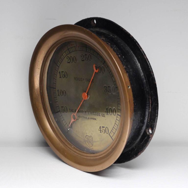 Early 20th Century Large Brass Pressure Gauge For Sale at 1stDibs