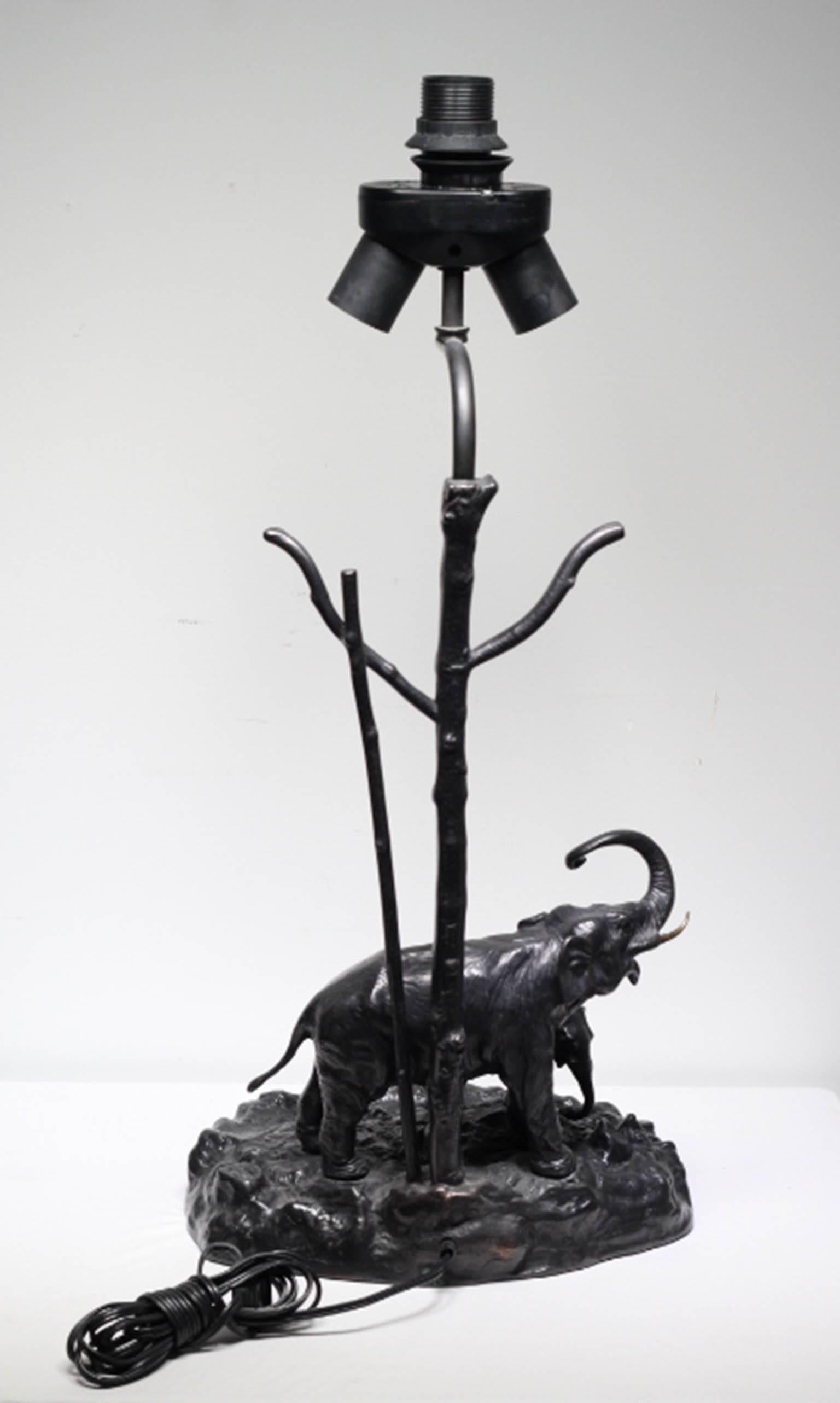 Pair of Bronze Elephant Table Lamps 2