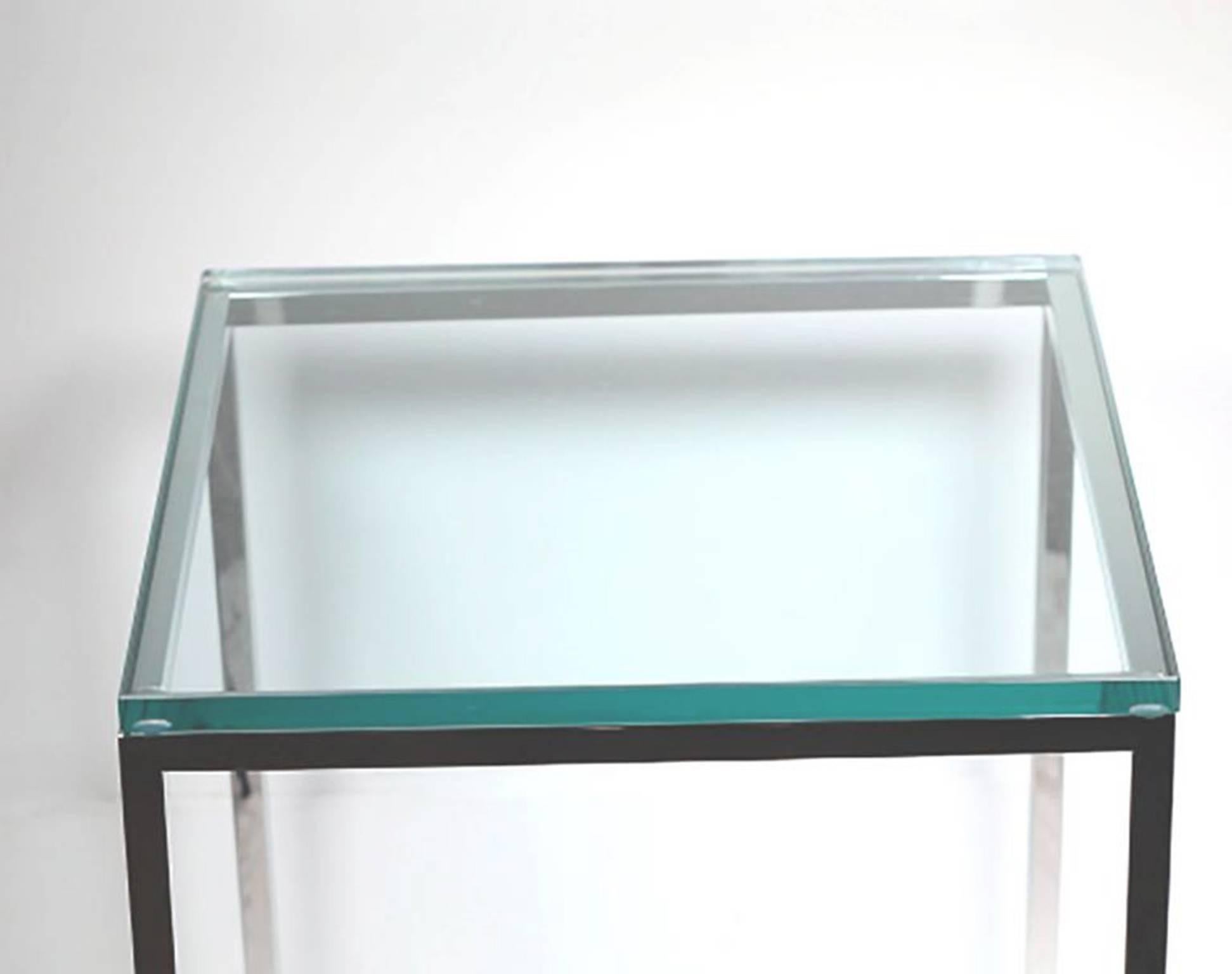 Glass 1979 Brueton Polished Chrome Side Table