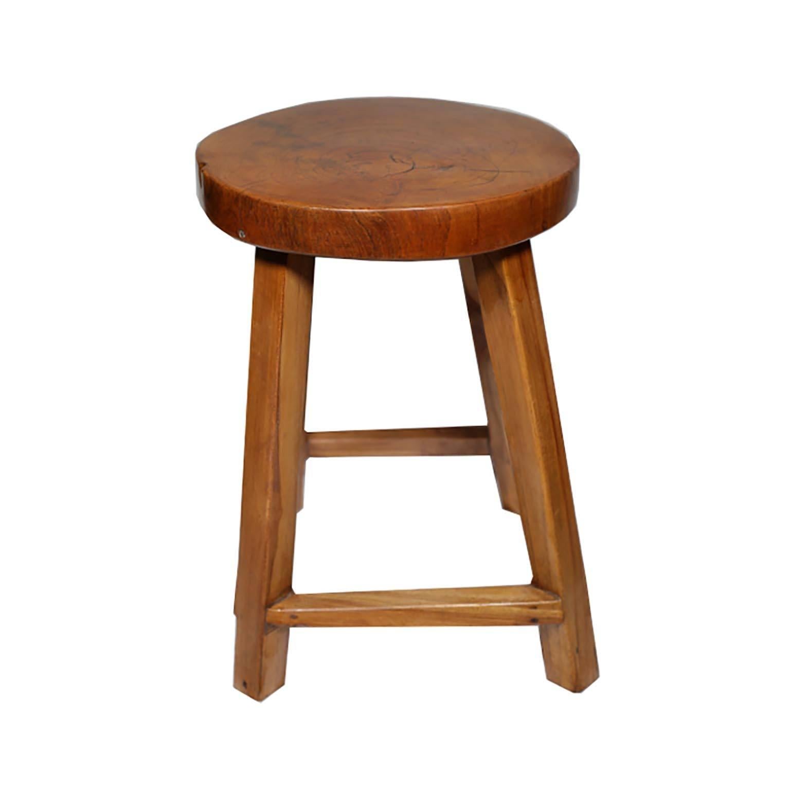 American Vintage Hawaiian Koa Wood Stool, circa 1970-1980