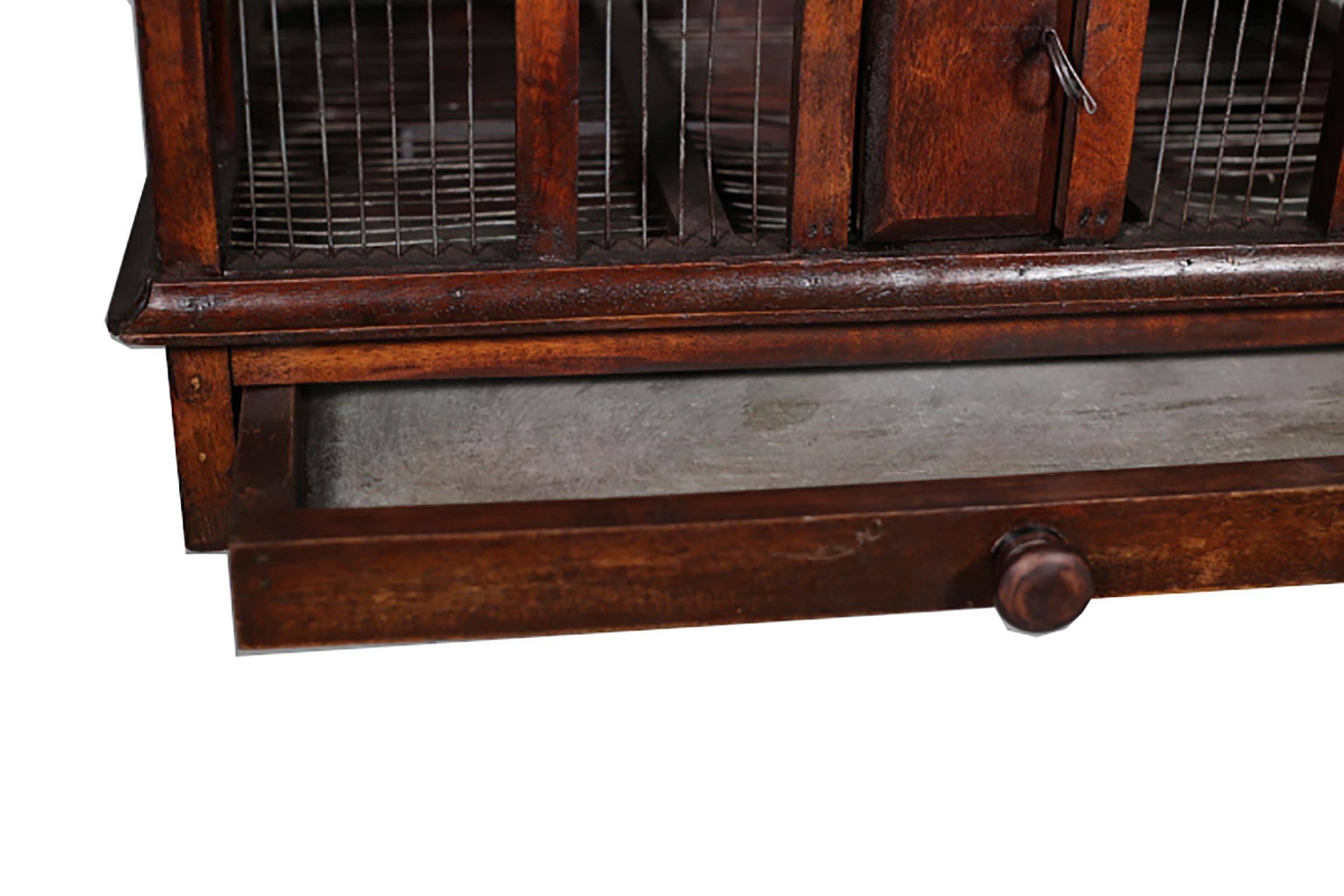 Large Victorian Wooden Birdcage with Wire Dome Top, circa 1800s 2