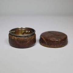 Silver Plated Mark Cross London Collapsible Cup/Alligator Case, circa 1910