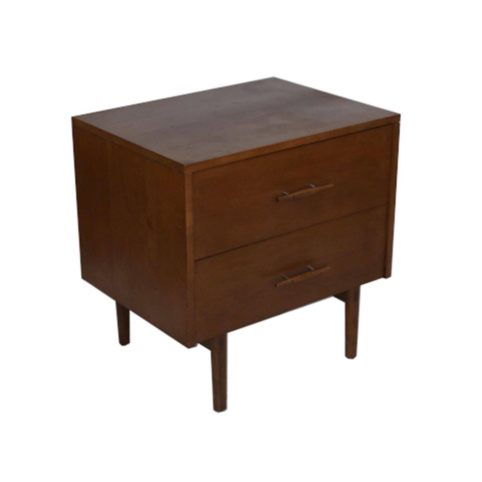Two-drawer teak Paul McCobb for Planner Group with beautiful inlaid handles.
Please see matching dresser on S16 Home site. 
Â Â Â Â 