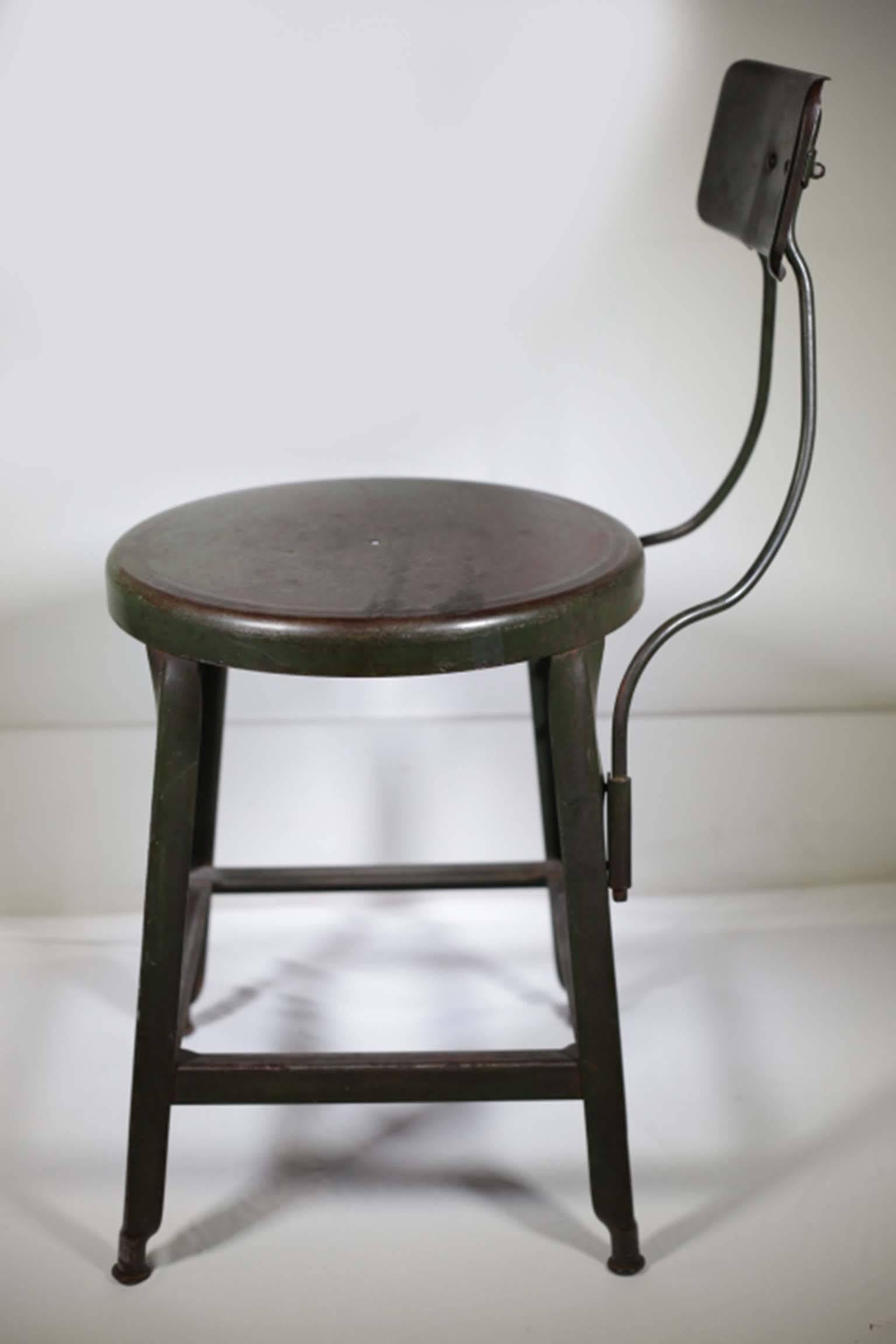 Early 20th Century Steel Machinst Stool, circa 1940-1950 In Excellent Condition In San Francisco, CA