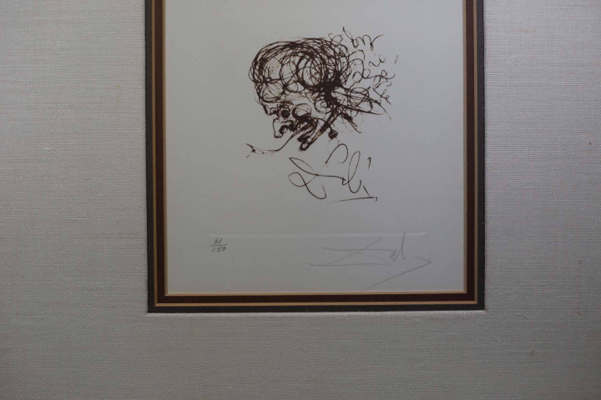 Salvador Dali
'Symbols' Devil (tete), etching from (6) ink drawings (Rigal), 1970
31/150
Arches paper
Signed by Dali in pencil.

 