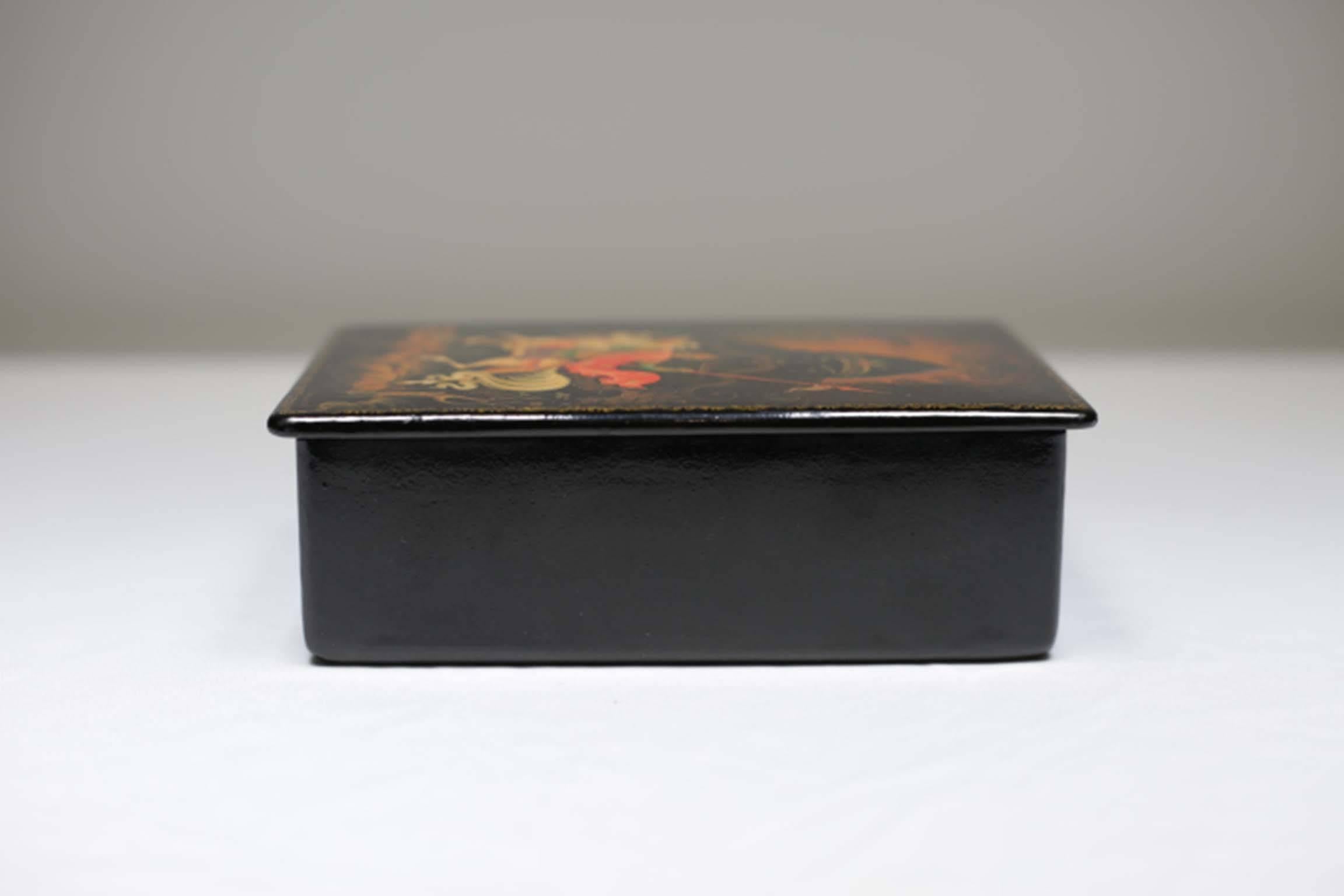 Russian Hand-Painted Lacquered Box from the U.S.S.R. Signed by Artist, circa 1970-1980