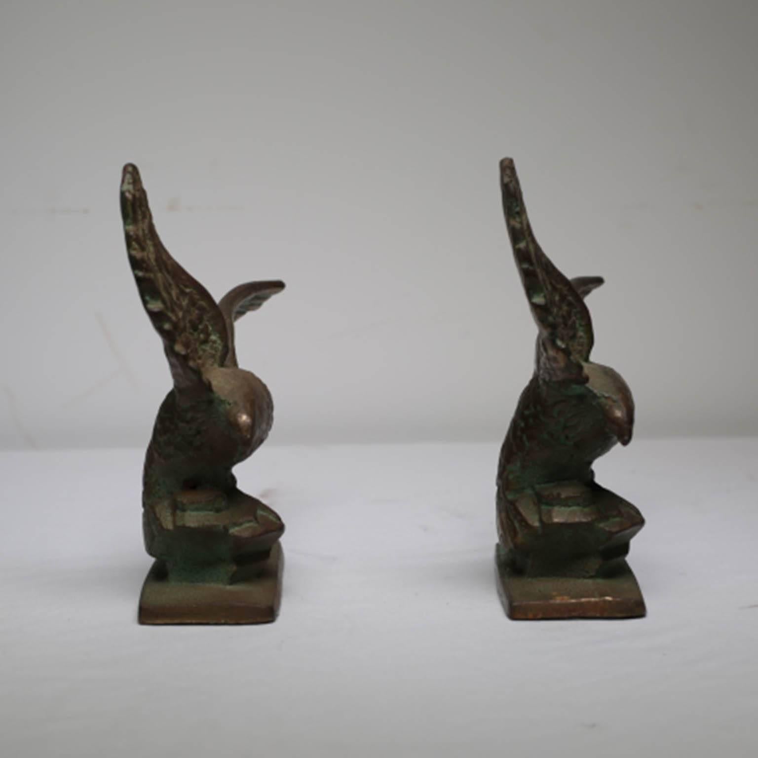 Early 20th Century Solid Bronze Eagle Bookends, circa 1940s In Excellent Condition In San Francisco, CA