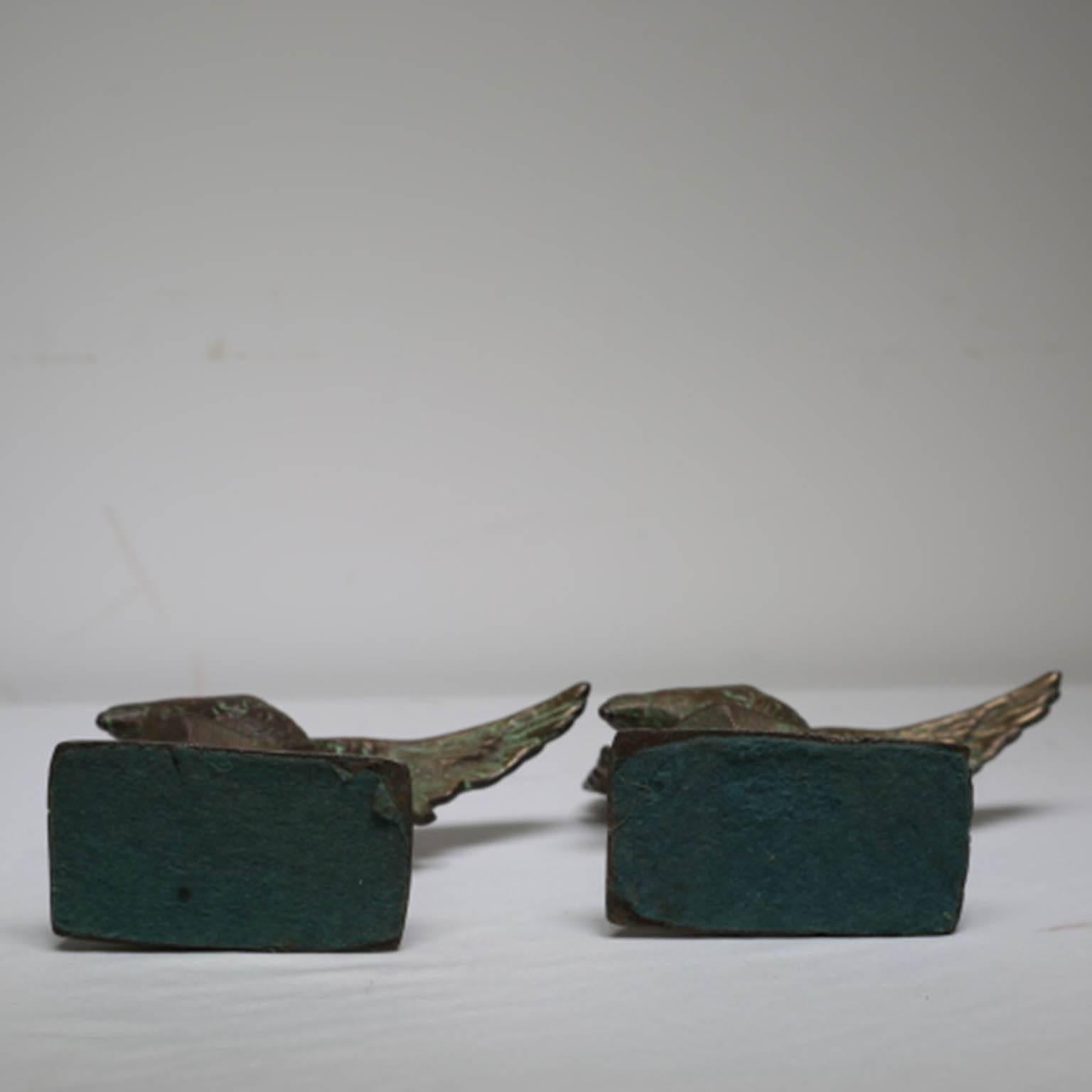 Early 20th Century Solid Bronze Eagle Bookends, circa 1940s 1