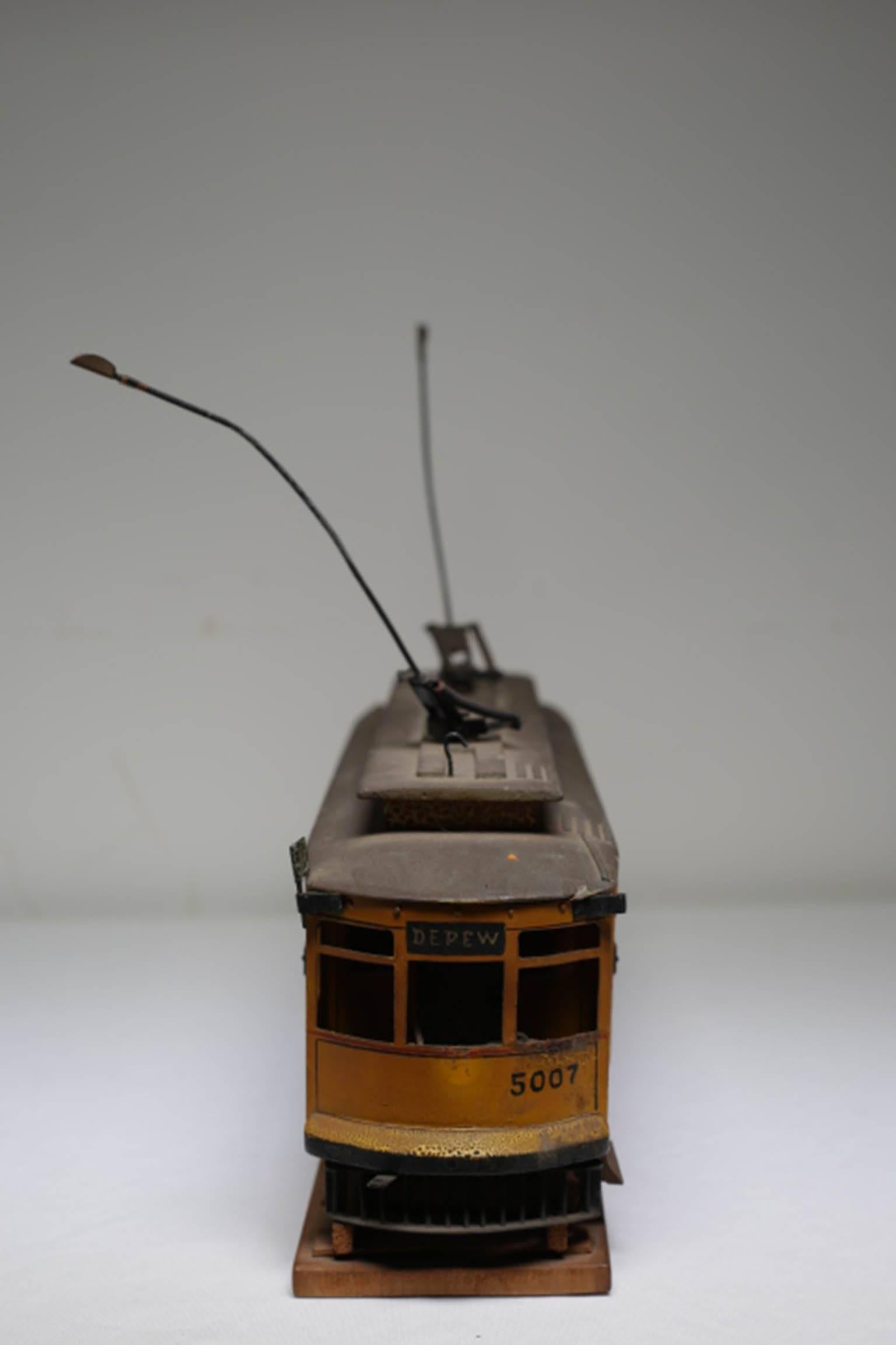 Early 20th Century Handmade Metal Streetcar Model Signed, circa 1945 In Excellent Condition In San Francisco, CA