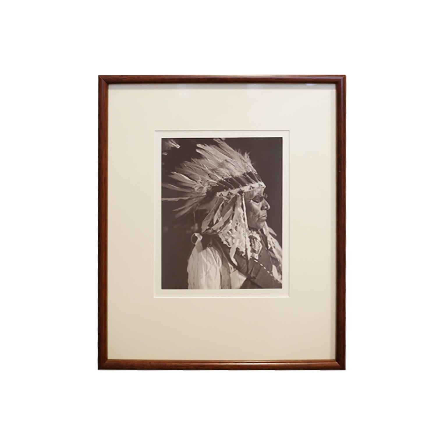 Early 20th century set of three photographs depicting Sioux Native Americans, one wearing glasses, and one self portrait of Frank Bennett Fiske (AMERICAN, 1883-1952).  
Each professionally framed. 

Career
Fiske was apprenticed to Stephen T.