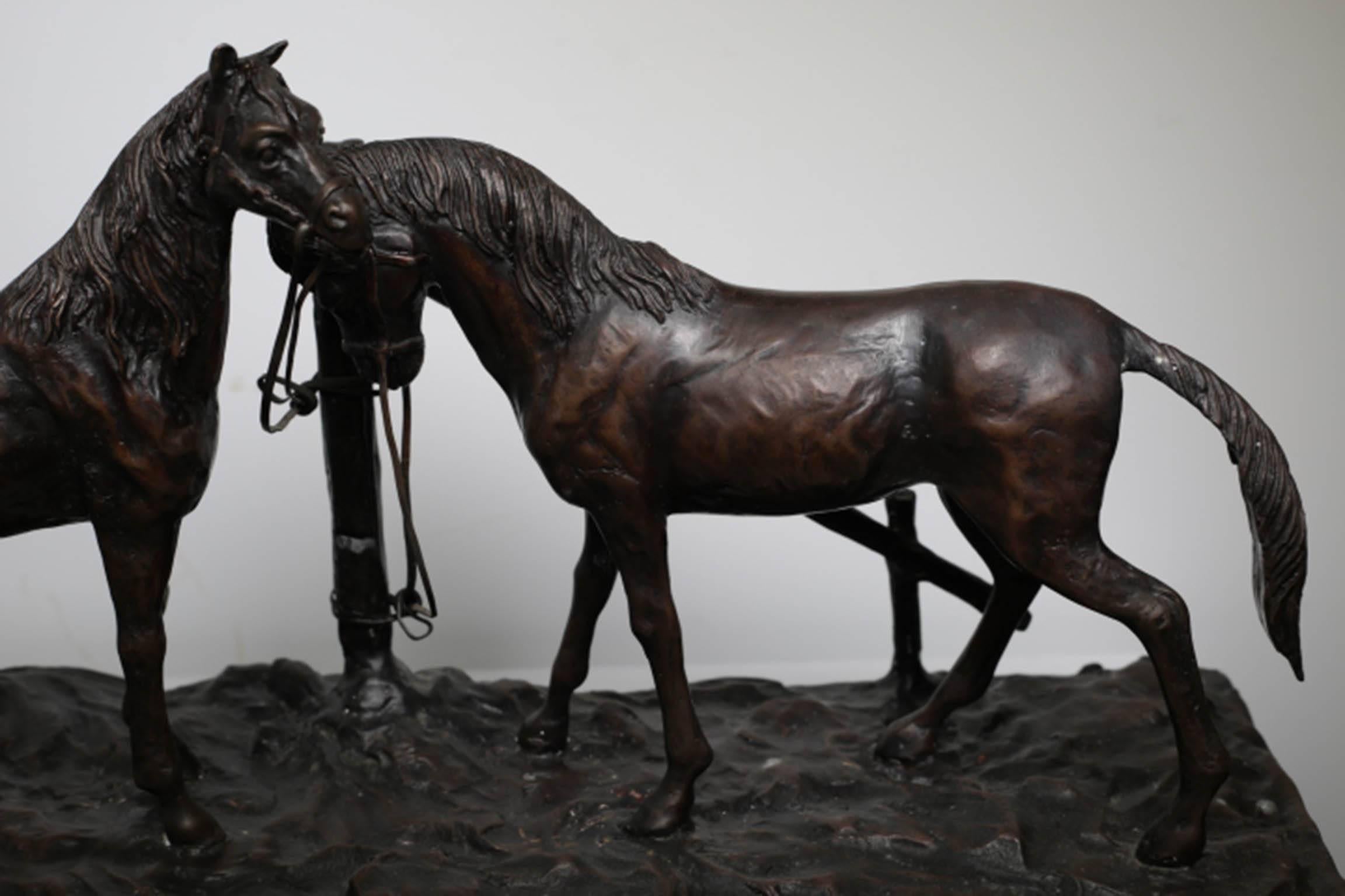 French Bronze Horse Mene Style Sculpture 