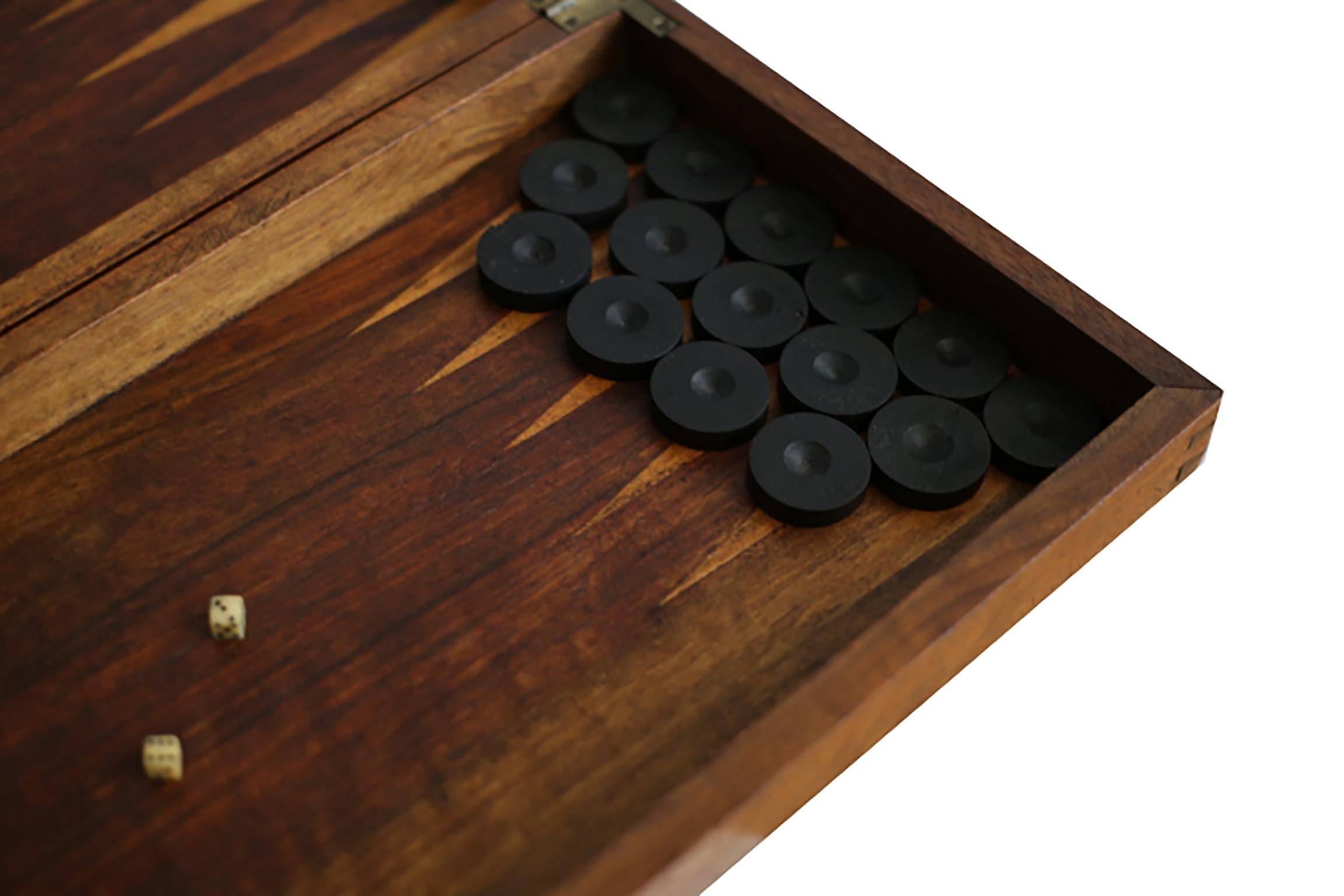 19th Century 19th-Early 20th Century Backgammon Board with Bone Dice, circa 1880-1920s