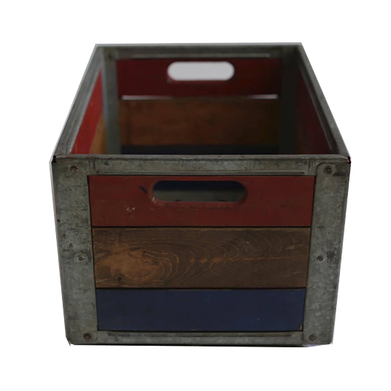 Early 20th Century Painted Wood and Steel Milk Crate, circa 1940s 1