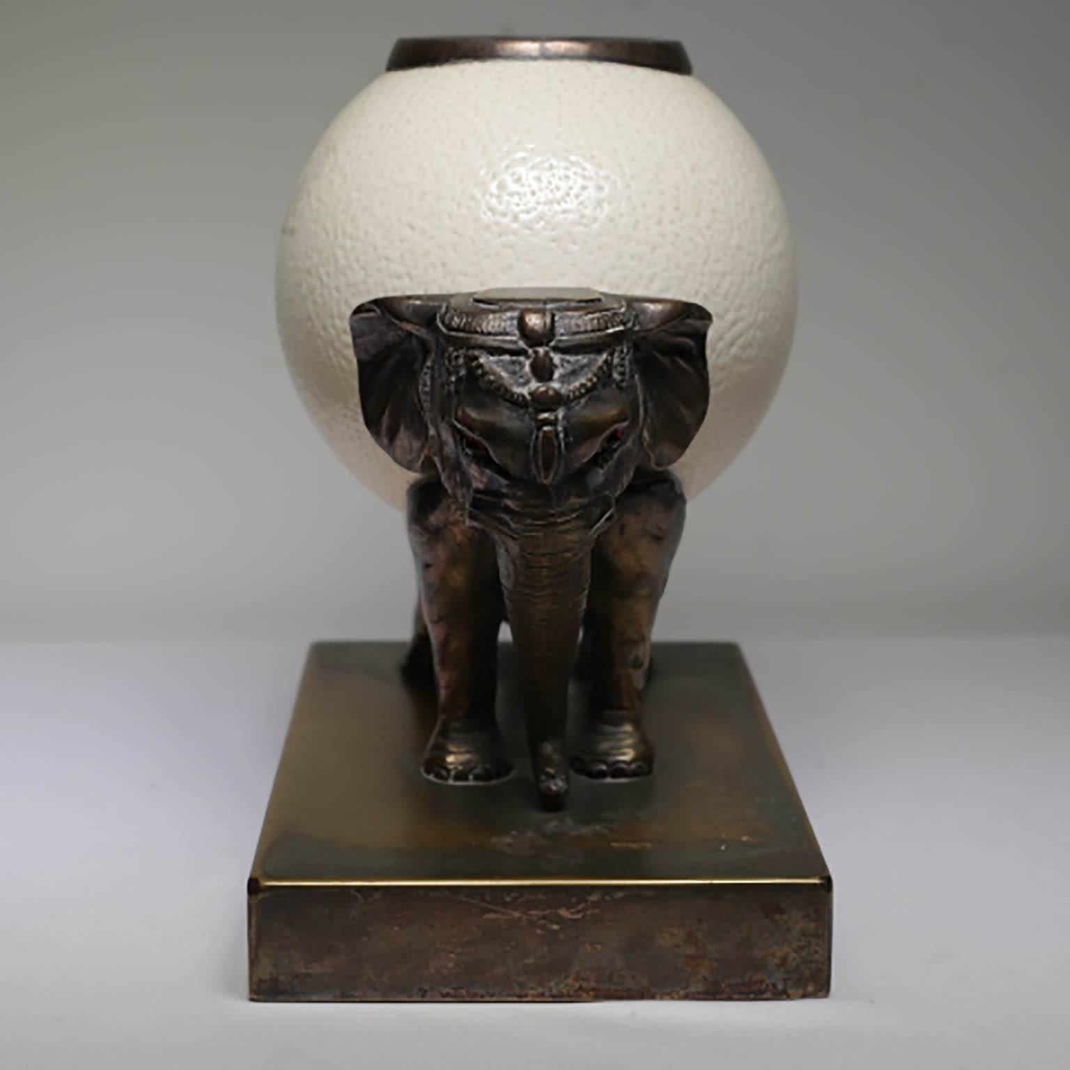 Mid-Century Modern Bronze Elephant and Ostrich Egg Sculpture by Anthony Redmile, circa 1970s