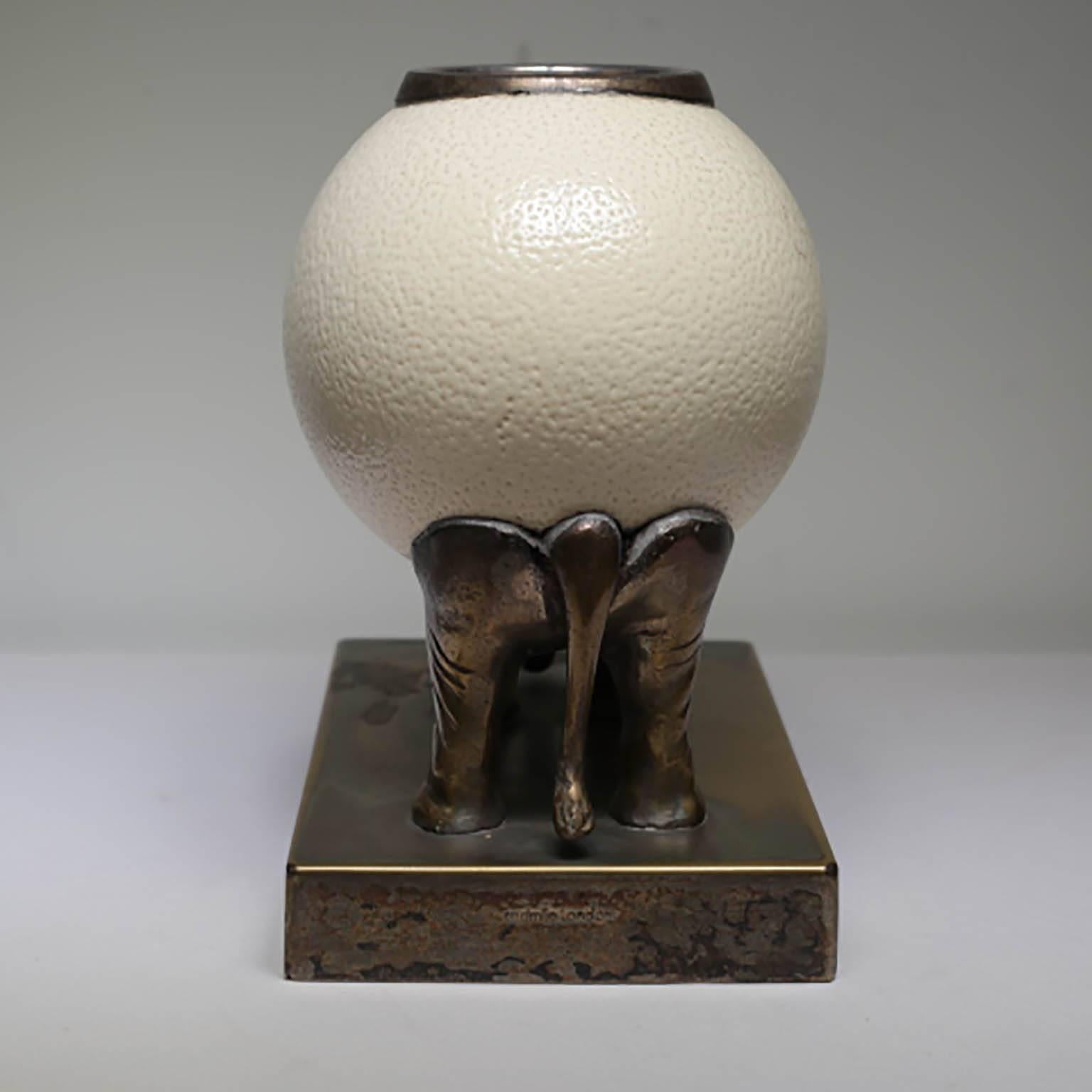 20th Century Bronze Elephant and Ostrich Egg Sculpture by Anthony Redmile, circa 1970s