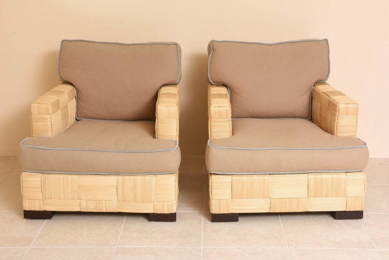 This pair of club chairs were created by the Iconic firm of Angelo Donghia and are from the 