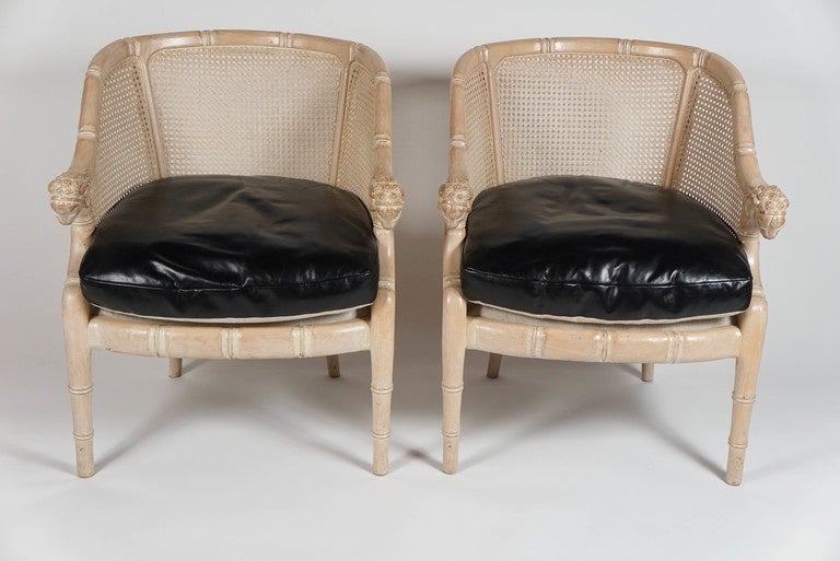 Pair of Carved Ram's Head Armchairs In Excellent Condition In Kingston, NY