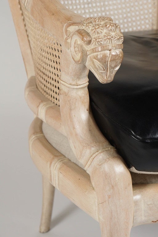 Pair of Carved Ram's Head Armchairs 3