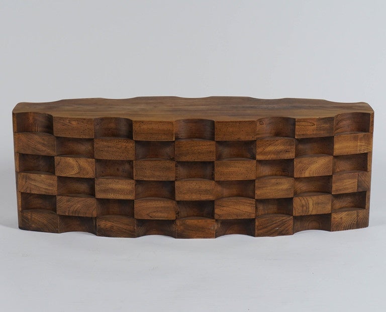 Low Curved Mid-Century Cube Table
