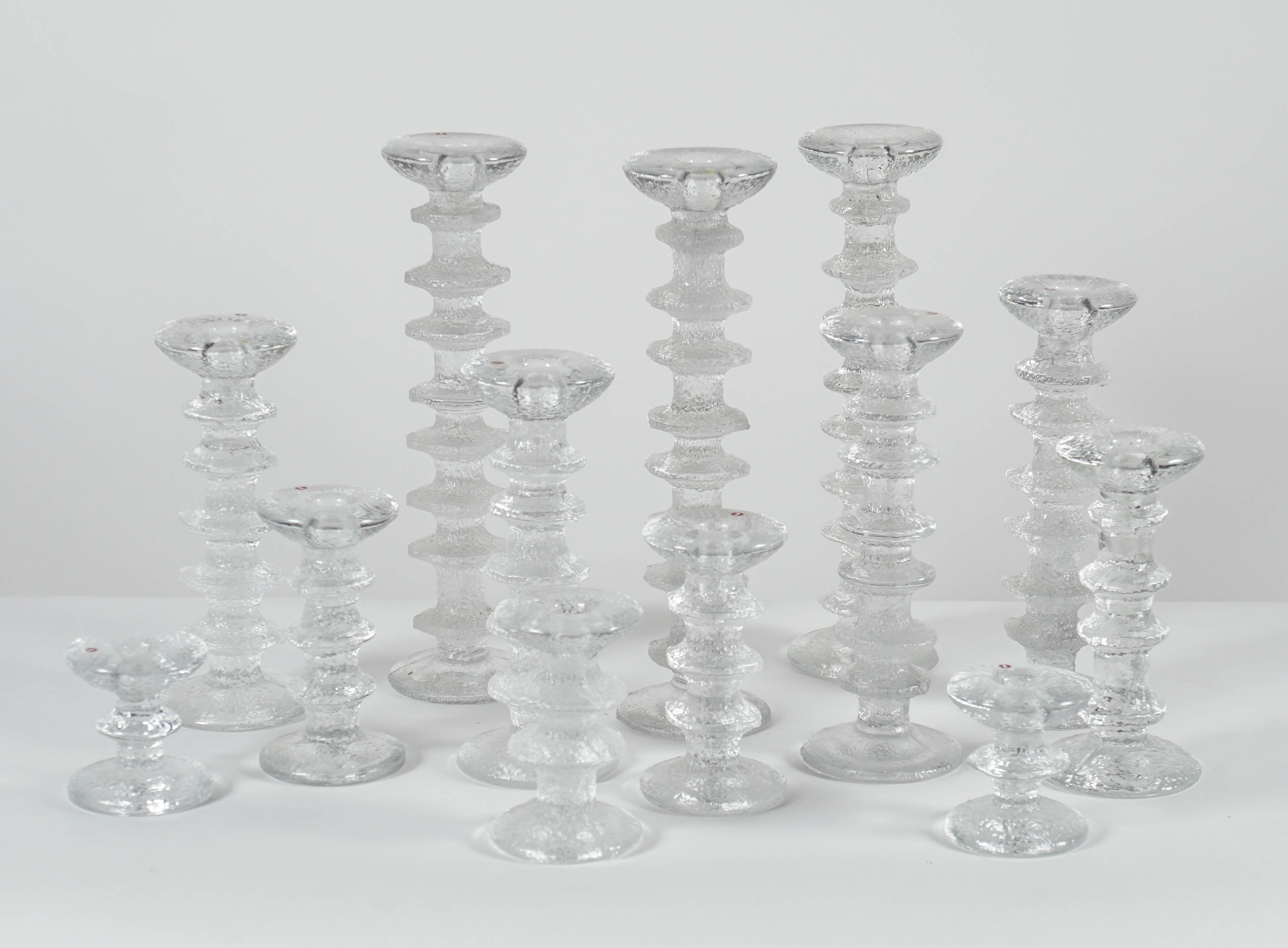 Set of 13 Glass Candlesticks by Iittala