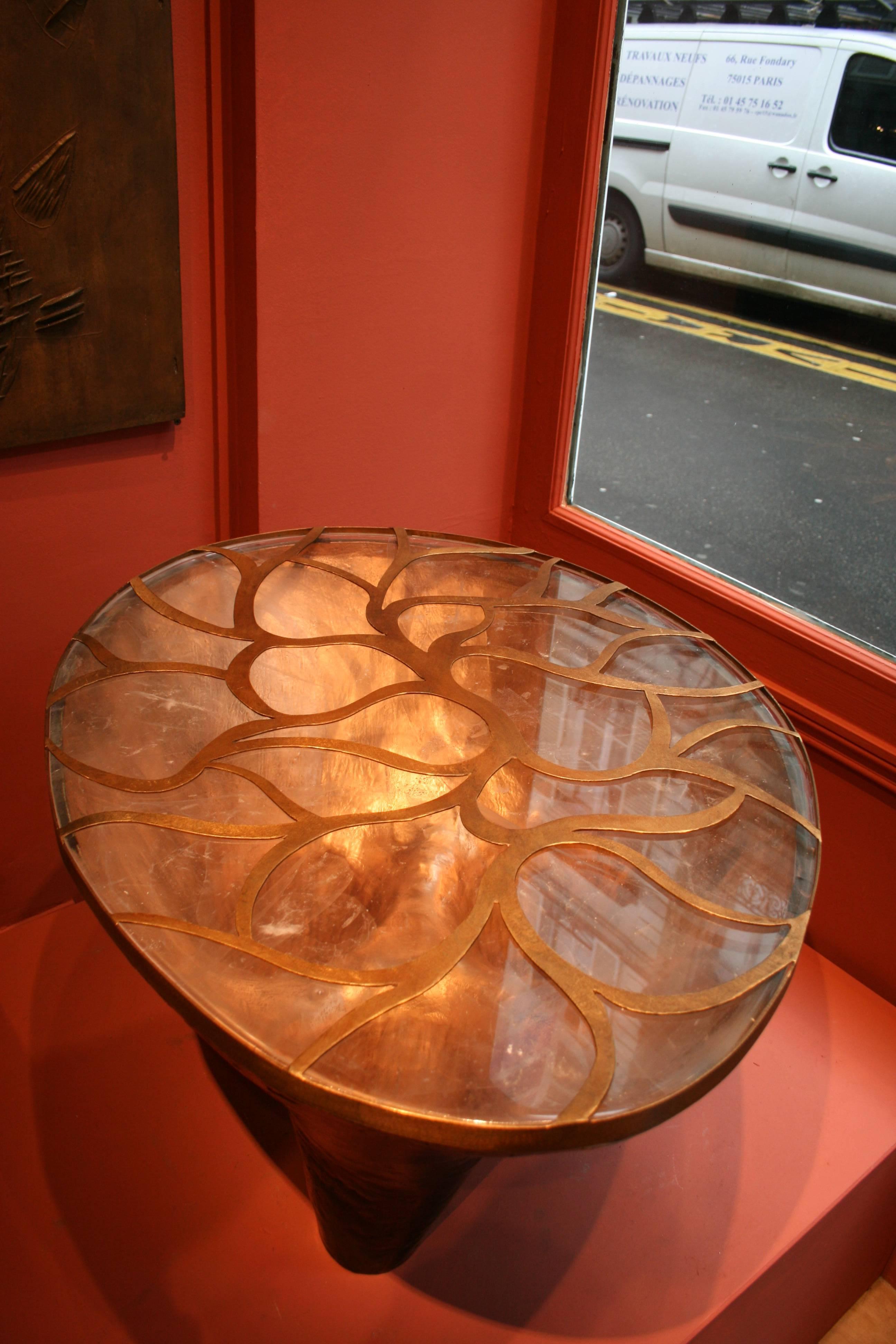 Contemporary Franck Evennou 2013, Unique Bronze and Glass Dolmen Coffee Table