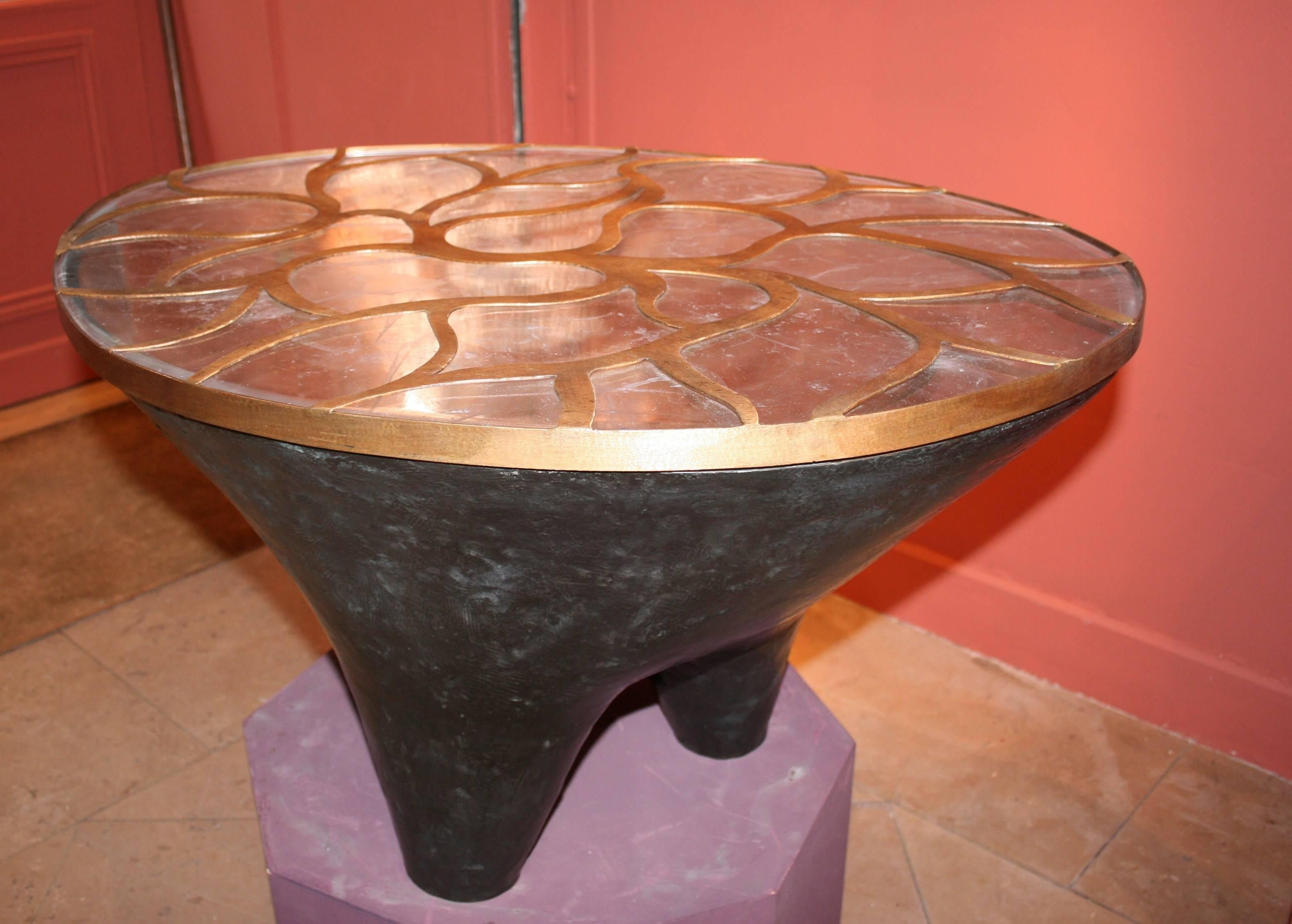 Franck Evennou 2013, Unique Bronze and Glass Dolmen Coffee Table 2