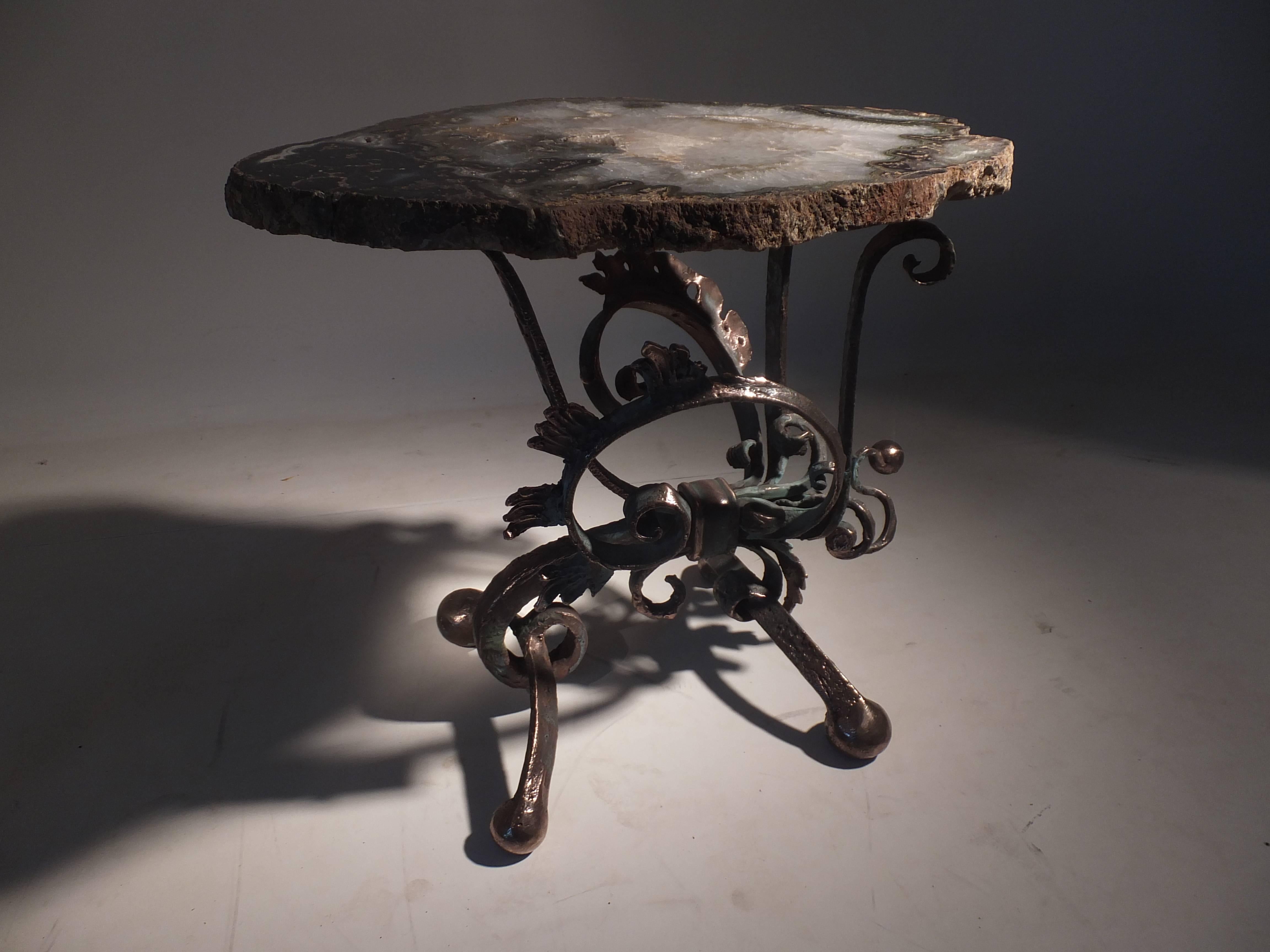 Mark Brazier-Jones 2012, Coffee table, Bronze coated iron, agate, patinated and waxed legs. Measures: 45 x 65 cm, height 59 cm, unique piece, signed
Exhibitions
Creative Salvage Group Show I The Cuts Gallery, Kensington, London W8 1984.
Creative