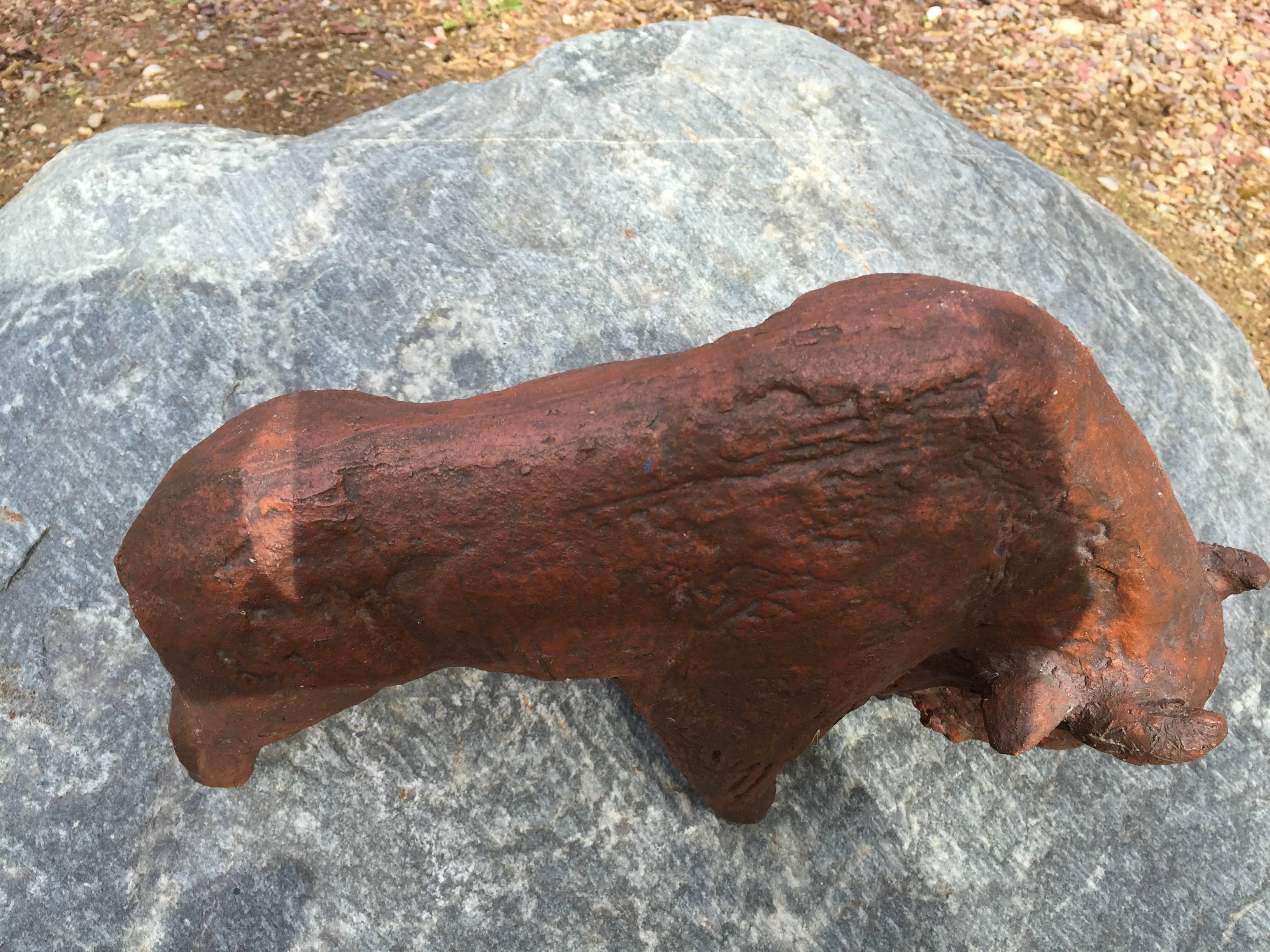 Big Bison Bull Mid-Century Modern Sculpture Arts and Crafts 1960s   In Excellent Condition In South Burlington, VT