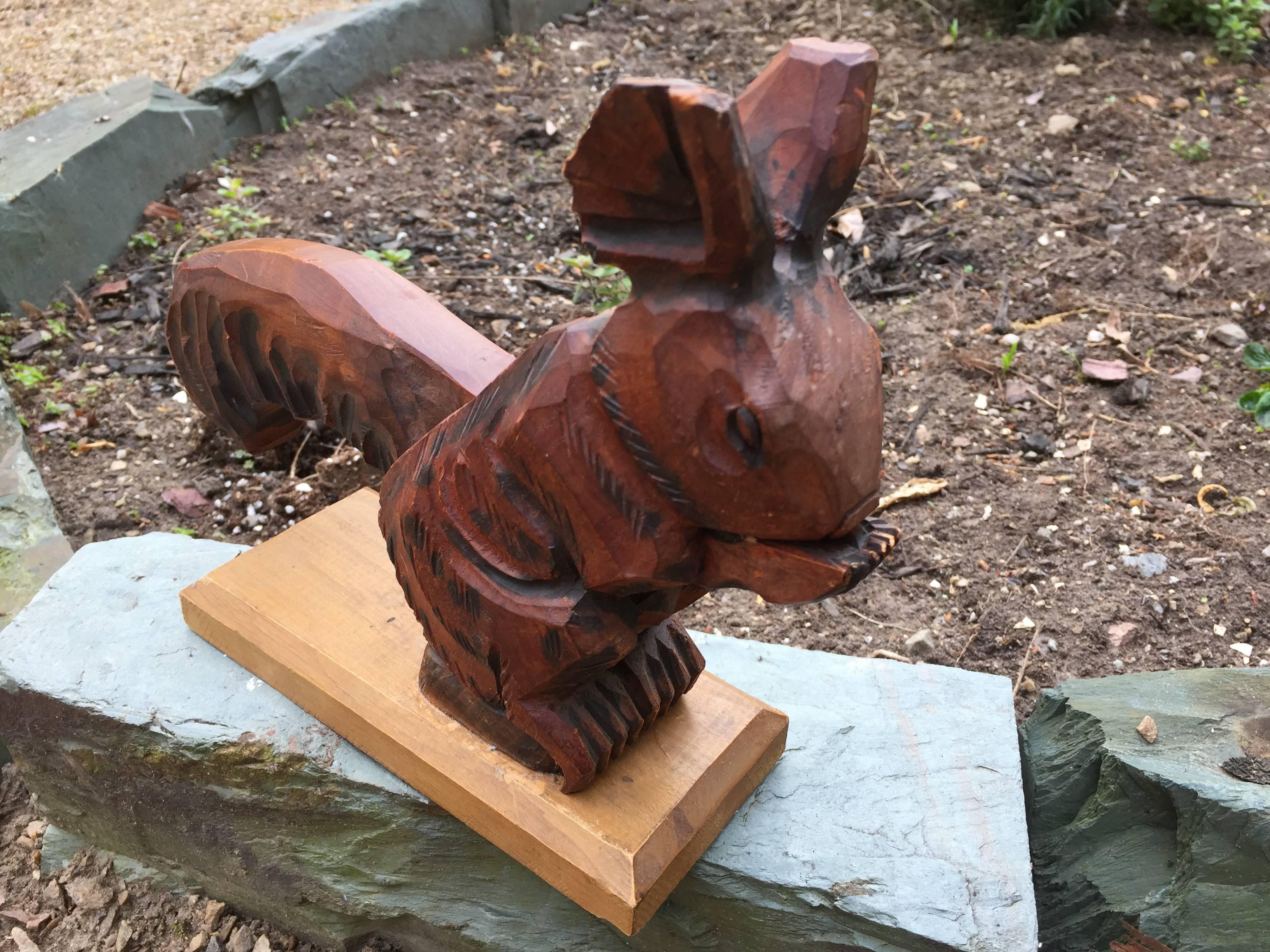 This is a wonderful little gem: German Arts & Crafts, a scarce Mid-Century, 1930s-1940s hand-carved wooden nut cracker in the form of a rabbit coming from a private German collection. Fine original quality 7.5