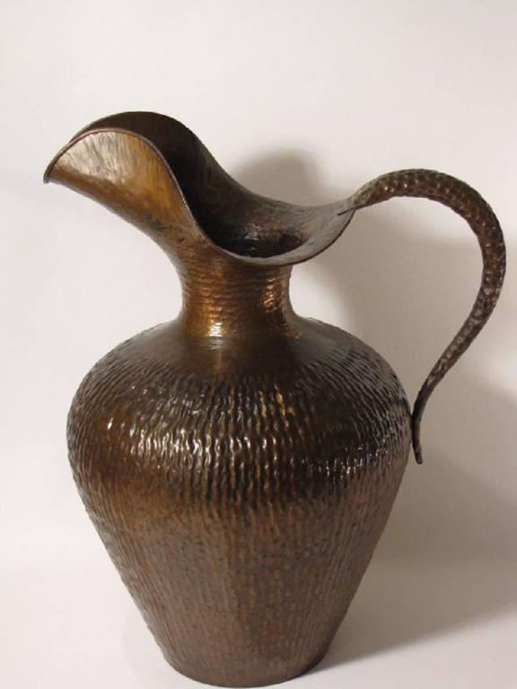 Early Tall Master Work HandHammered Copper Flower Vase, Signed, 1940