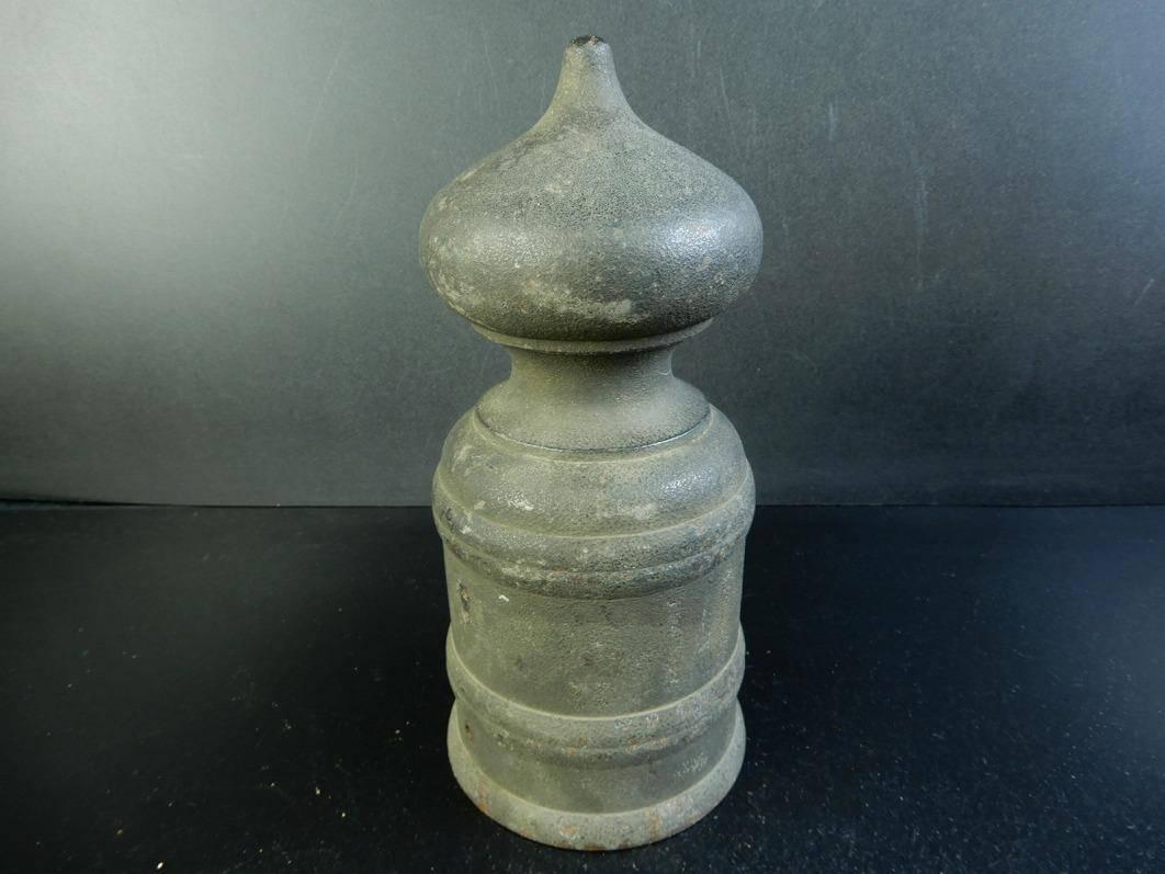 Here's a rare, seldom found old hand cast bronze Japanese buddhist temple post or bridge post top -giboshi- that dates in the 19th century. 

It is an architectural classic gem only the fine design eye of Japanese master craftsman can possibly