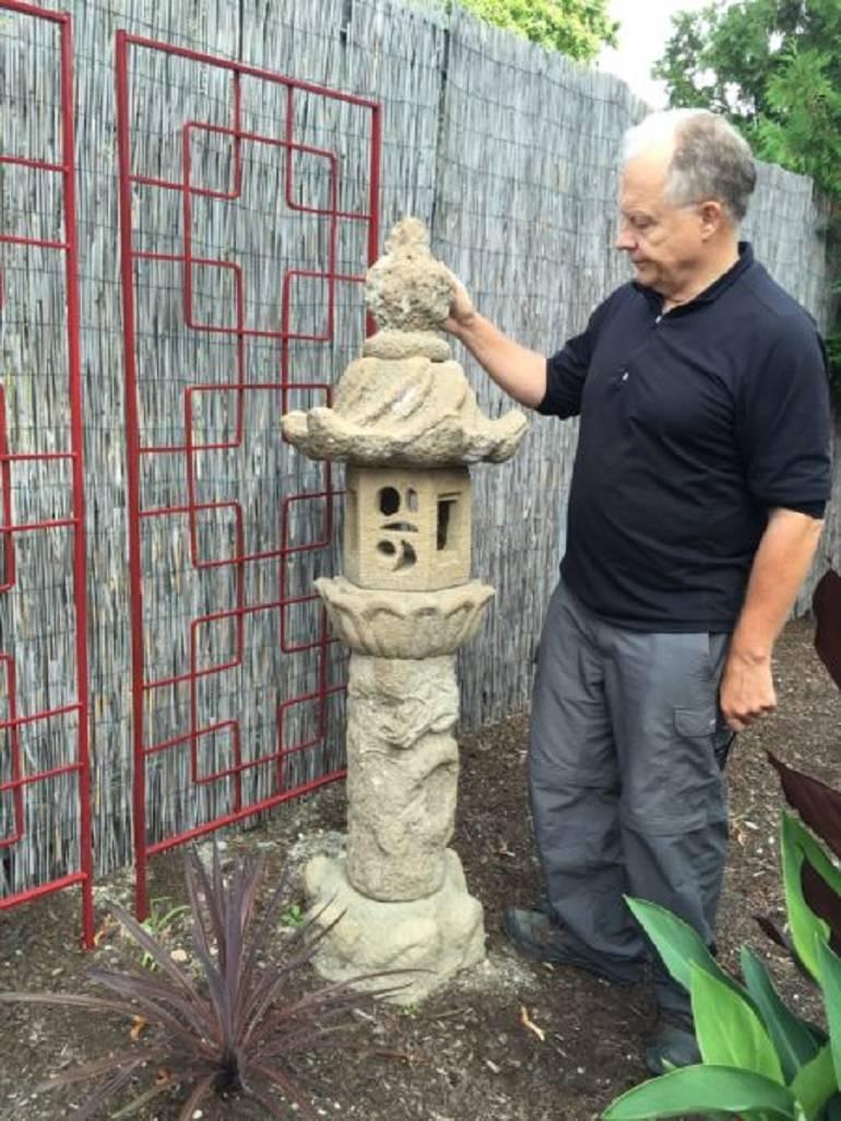 Showa Japan Unusual Old Dragon Stone Lantern- one of a kind