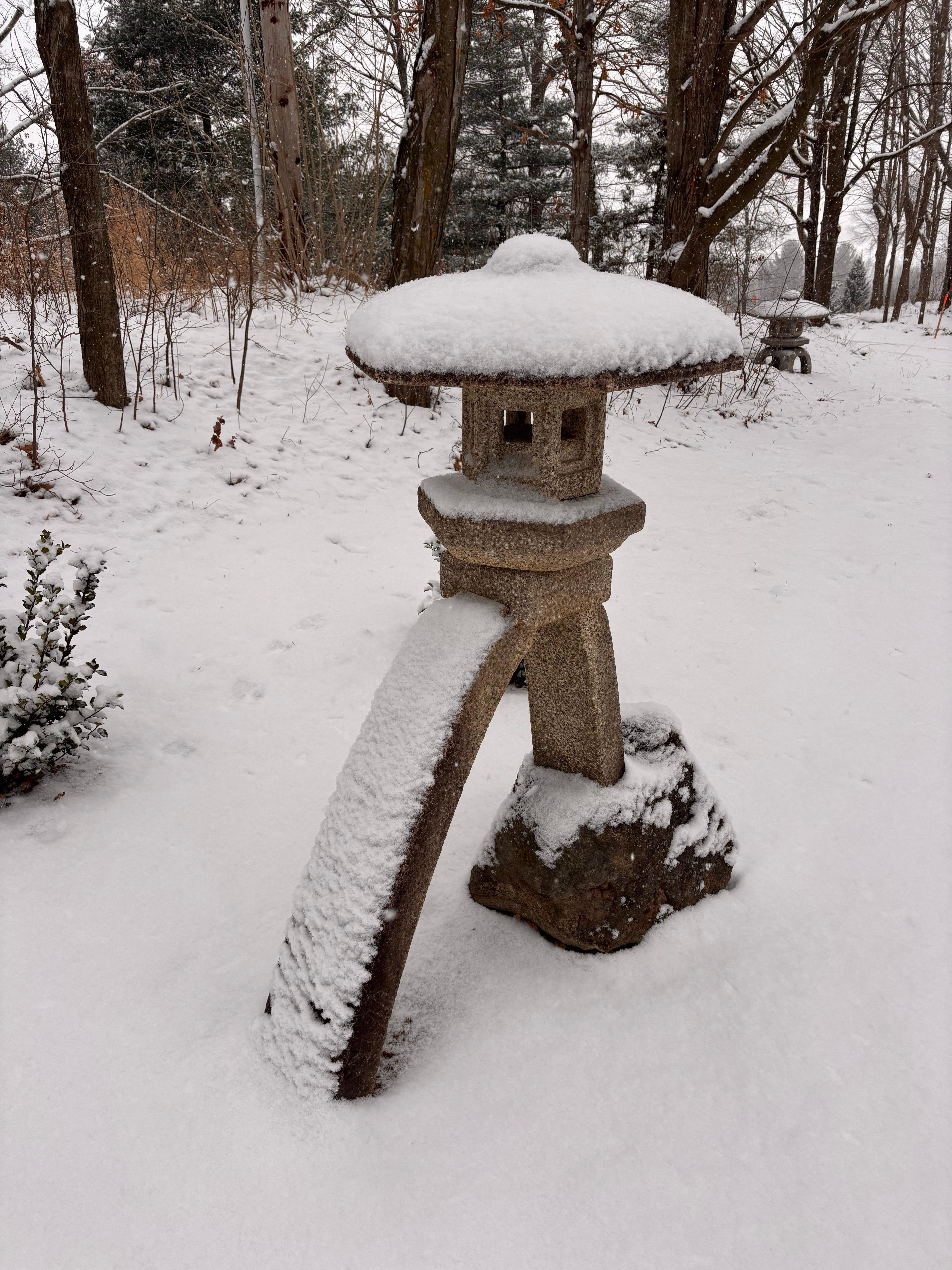 Japanese Fine Hand Carved two-legged Stone Lantern Kotoji , Hard To Find For Sale 4