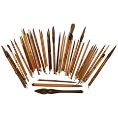 Artisan's Cache of 35 Old Chinese Paint Calligraphy Bamboo Brushes