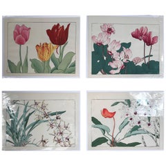 Vintage Japanese Four Old Woodblock Flower Prints, Konan, Immediately Frameable #5