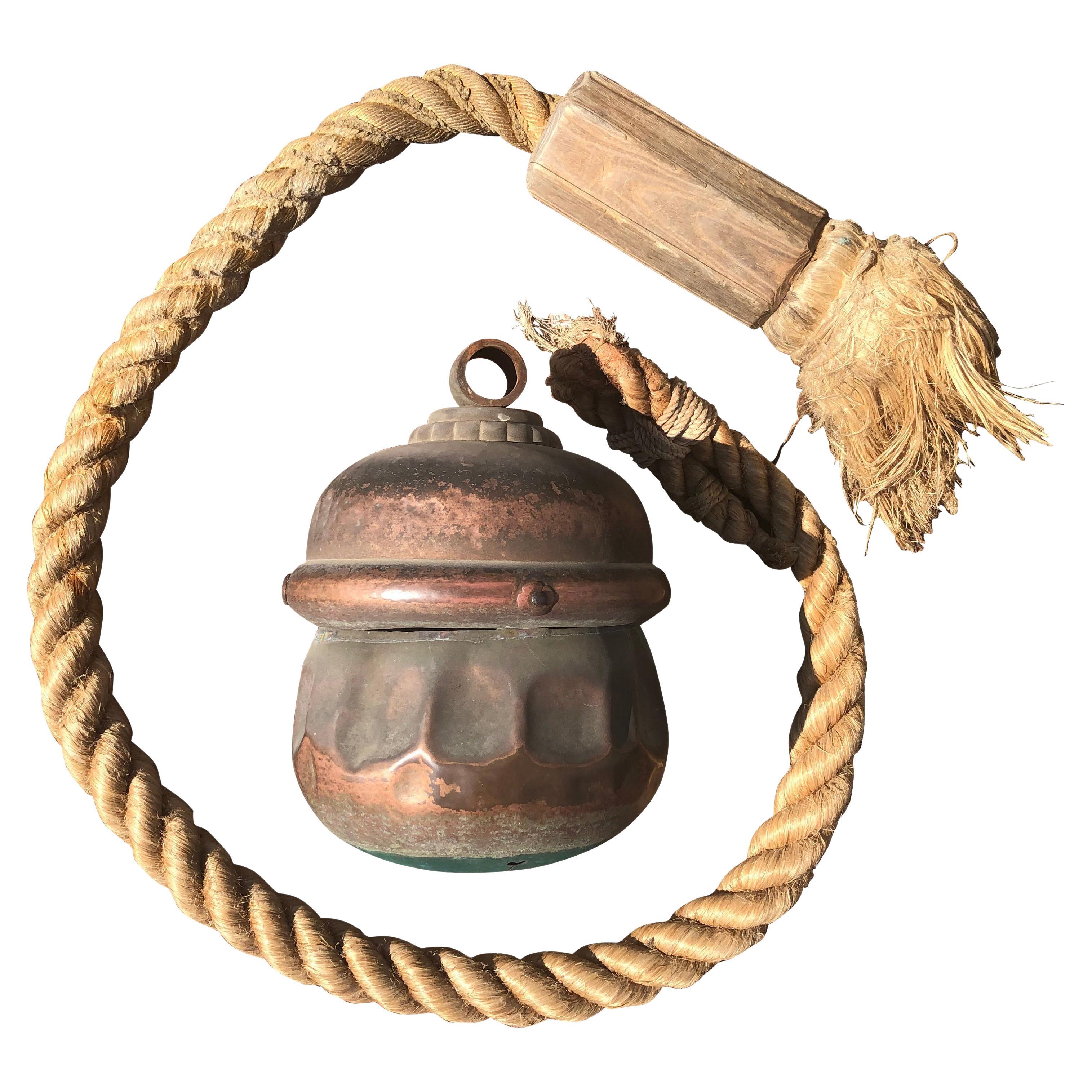 Japanese Huge 18 Inch Antique Temple Shinto Prayer Bell, Genuine Historical Item For Sale