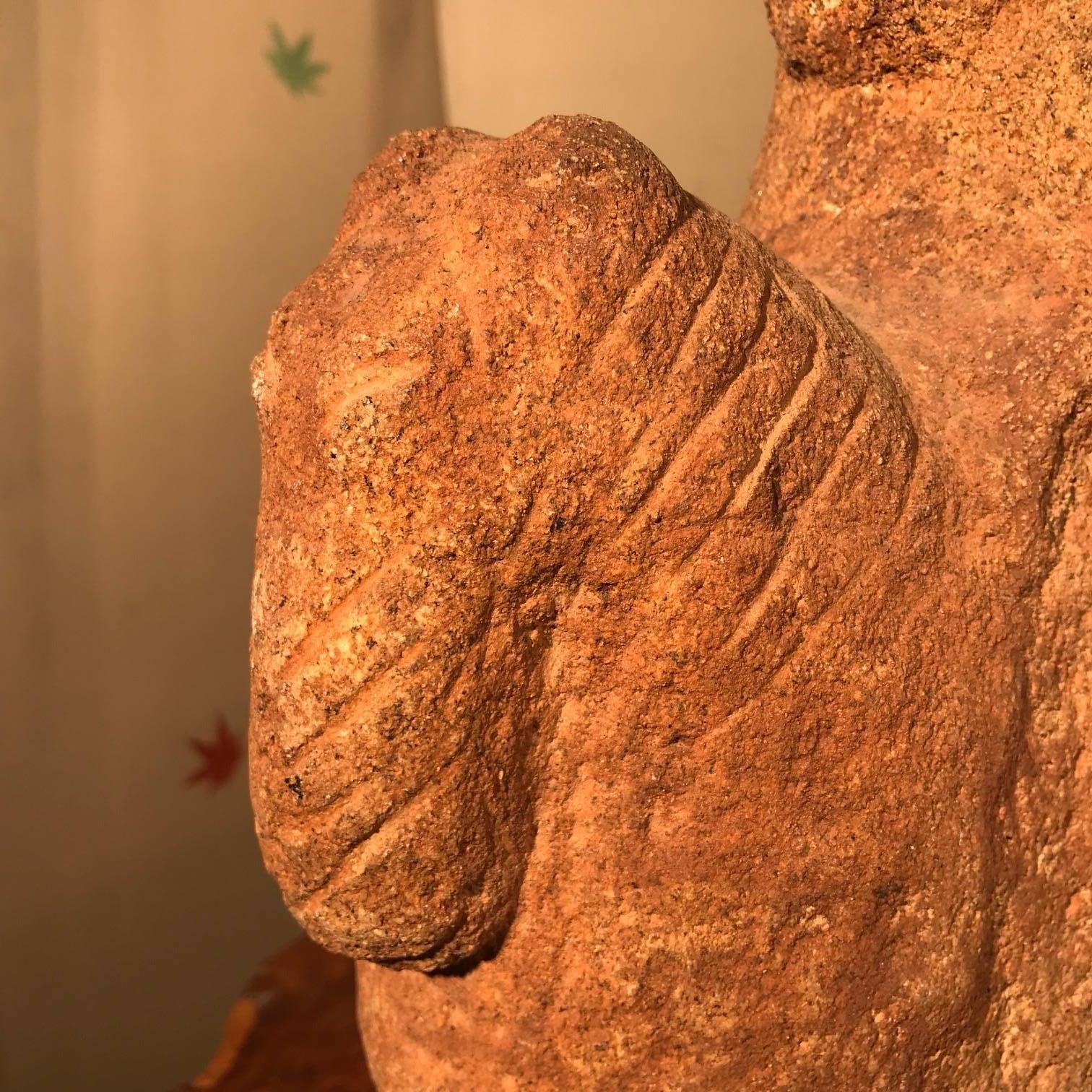 Africa Old Hand-Carved Stone Horse and Rider In Good Condition In South Burlington, VT