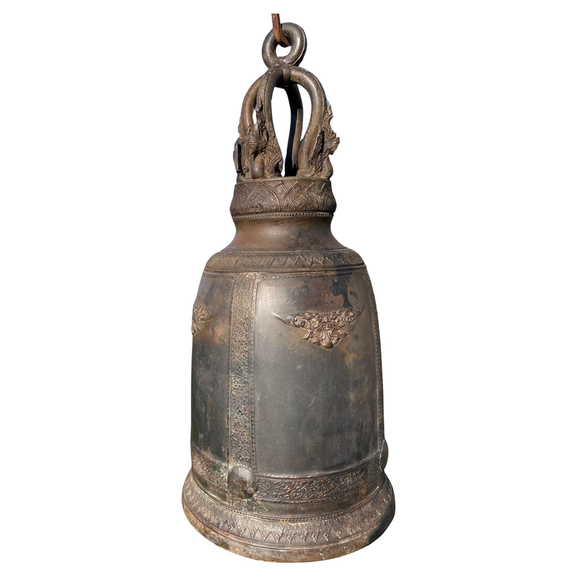Antique Huge Bronze Bell  Resonates Pleasing Sound For Sale