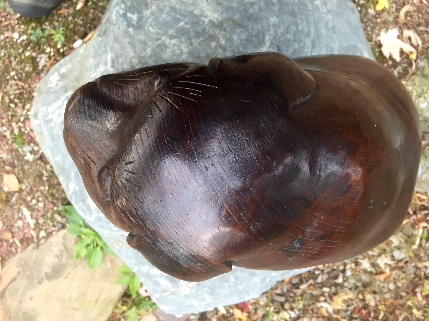 Hand-Carved Japan Hand Carved Signed Puppy Dog 100 Years Old, Signed and Private Collection