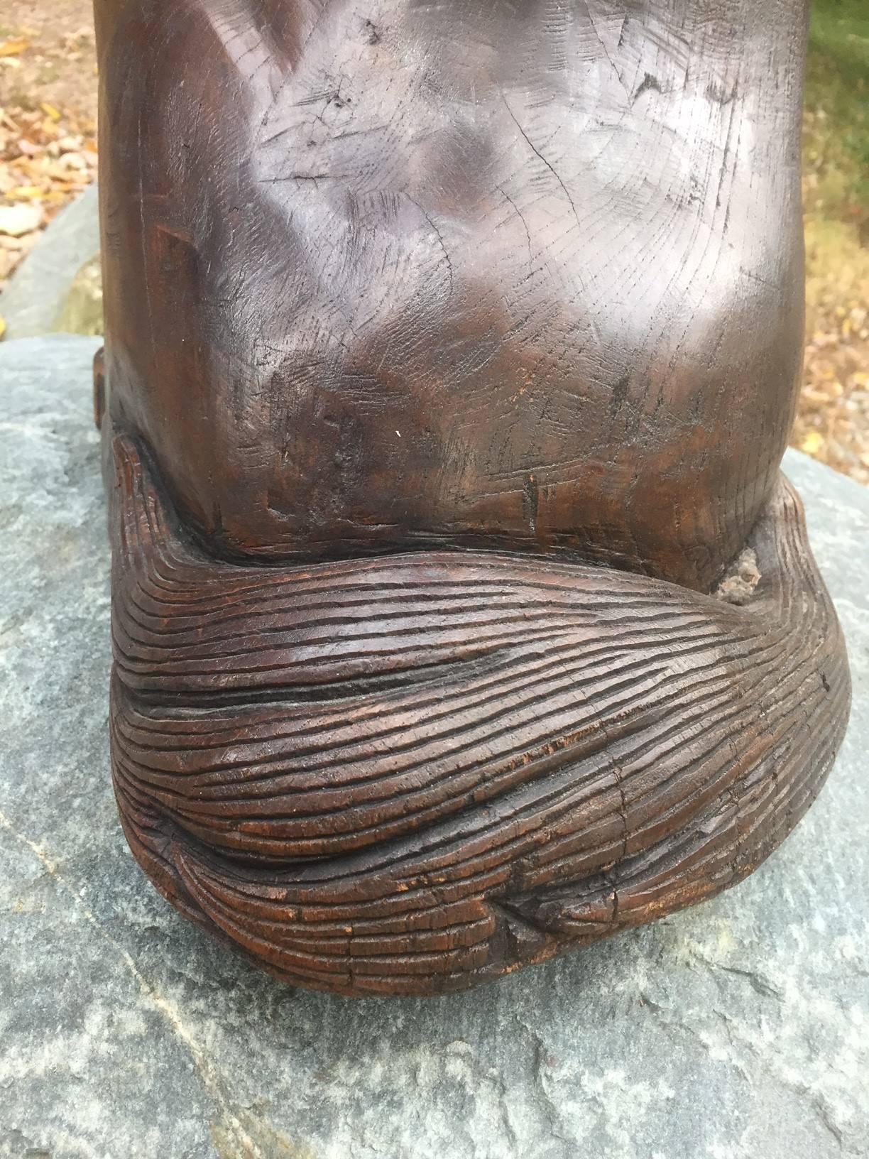 Japan Hand Carved Signed Puppy Dog 100 Years Old, Signed and Private Collection In Excellent Condition In South Burlington, VT