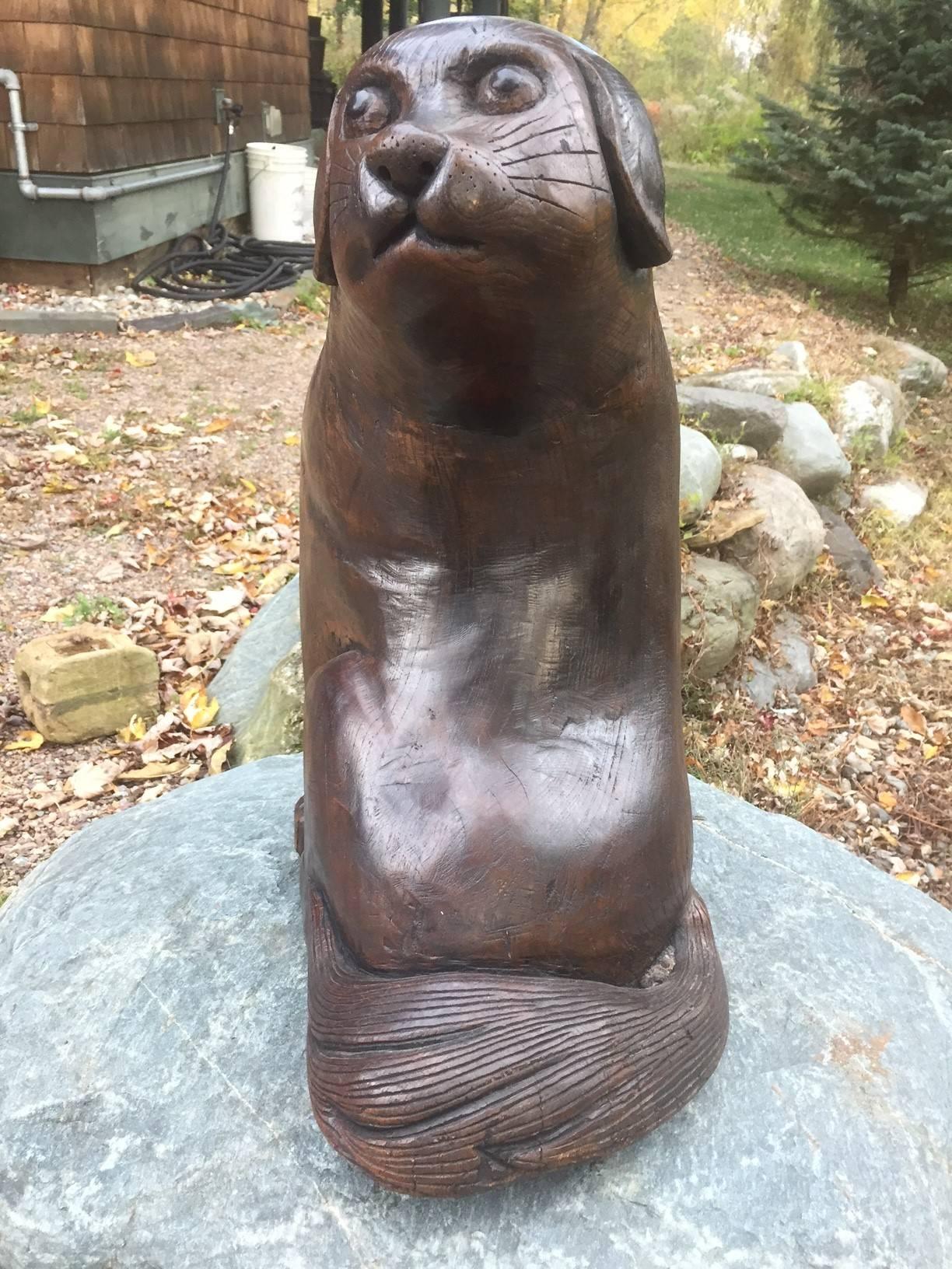 Japanese Japan Hand Carved Signed Puppy Dog 100 Years Old, Signed and Private Collection 