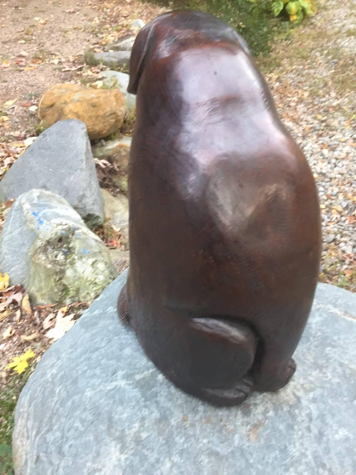 Early 20th Century Japan Hand Carved Signed Puppy Dog 100 Years Old, Signed and Private Collection