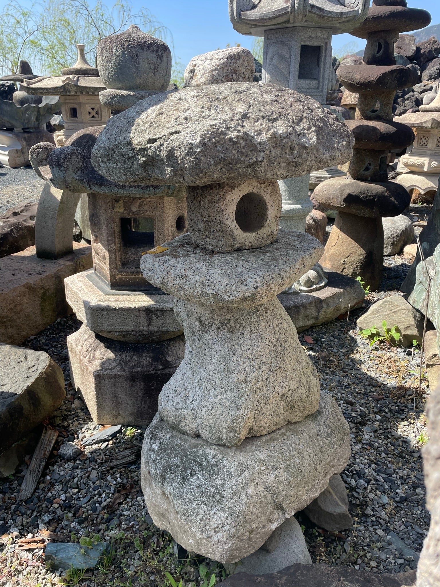 Japanese Fine Stone Spirit Mountain Lantern 