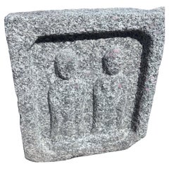 Important Massive Ancient Japanese Stone Sculpture Double Jizo Buddha