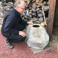 Japan antique hand carved granite stone garden planter basin