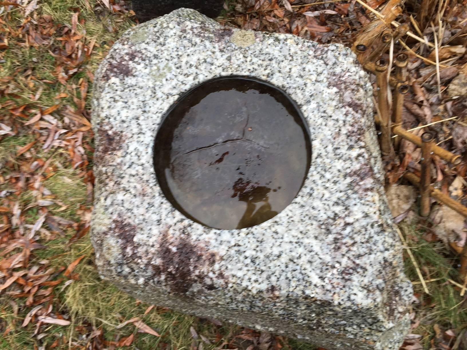 Japanese Japan antique hand carved granite stone garden planter basin  