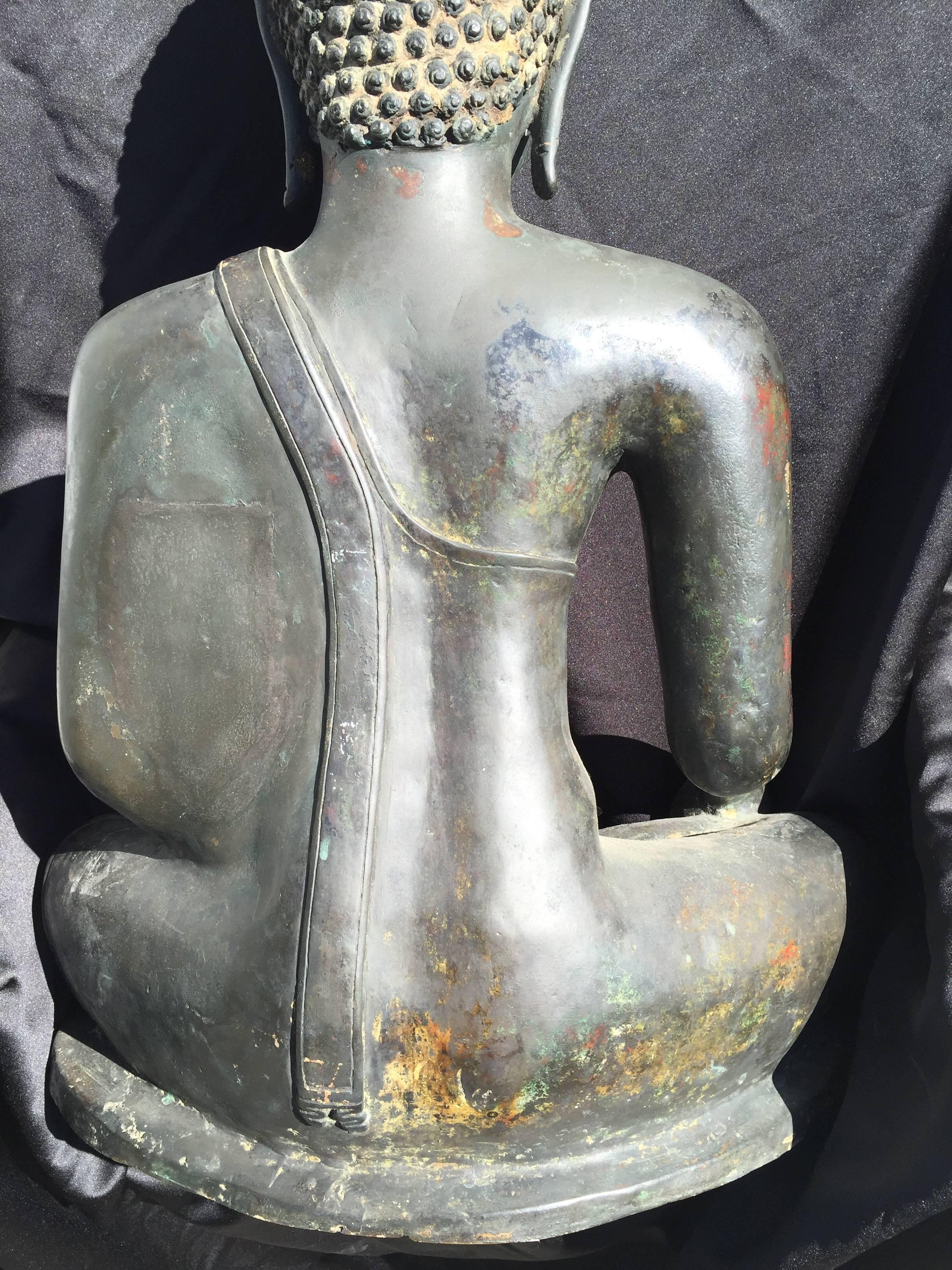 Monumental Bronze Seated Buddha, 19th Century, Old Collection 3